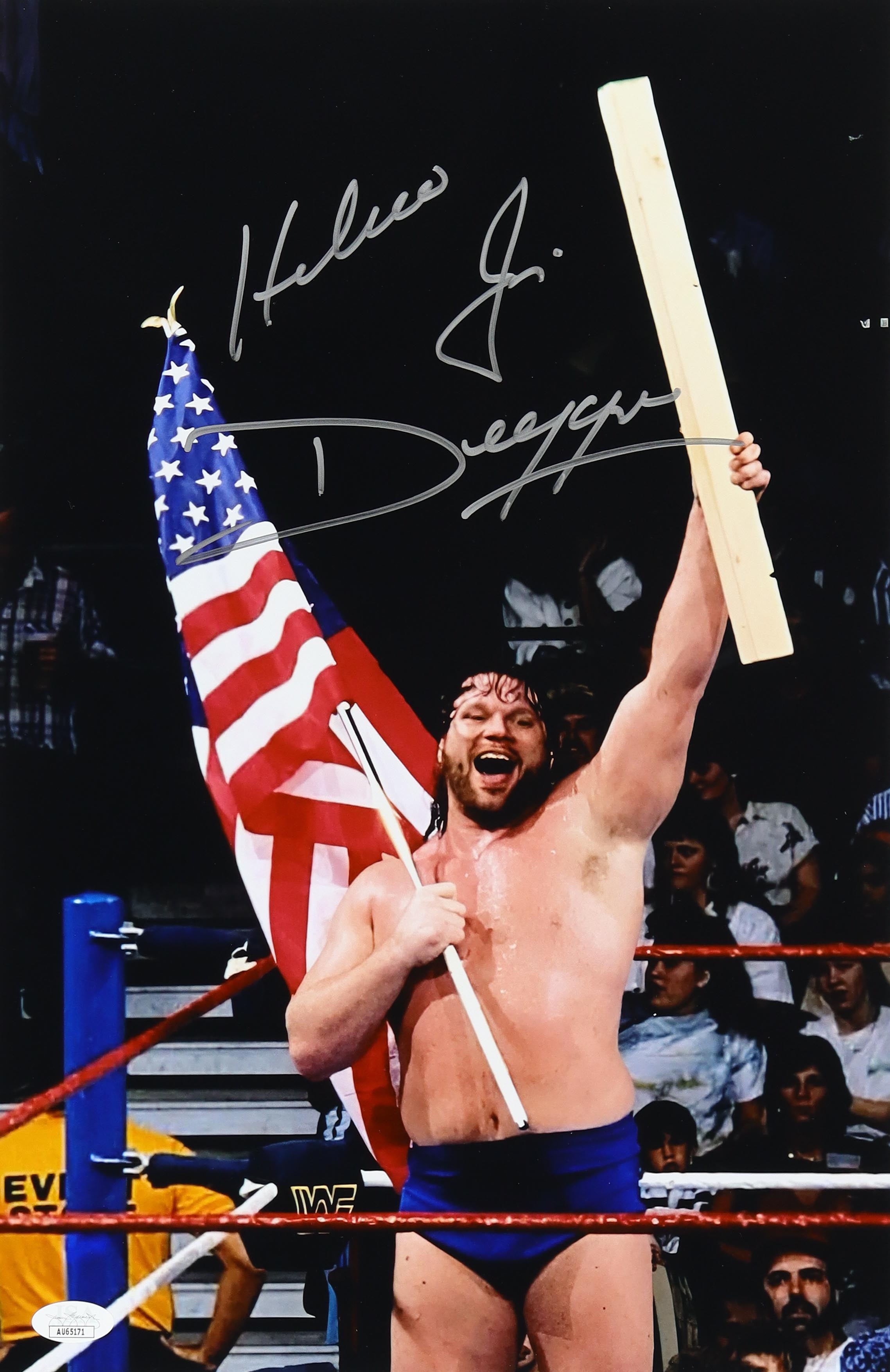 "Hacksaw" Jim Duggan Signed WWE 11x17 Photo (JSA) at PristineAuction.com "Hacksaw" Jim Duggan Signed WWE 11x17 Photo (JSA) at PristineAuction.com