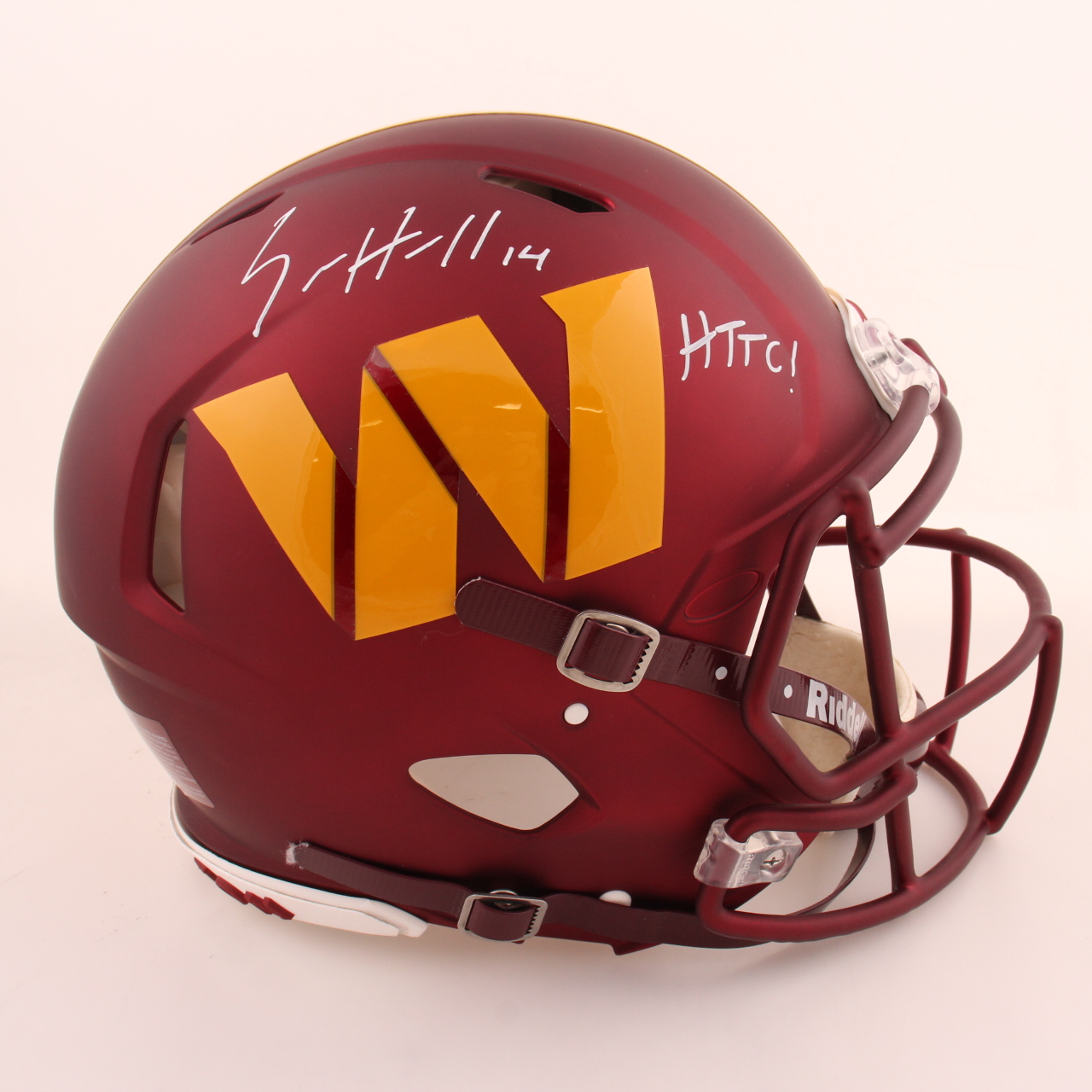 Sam Howell Signed Commanders Full-Size Authentic On-Field Speed Helmet Inscribed "HTTC!" (Beckett) at PristineAuction.com Sam Howell Signed Commanders Full-Size Authentic On-Field Speed Helmet Inscribed "HTTC!" (Beckett) at PristineAuction.com