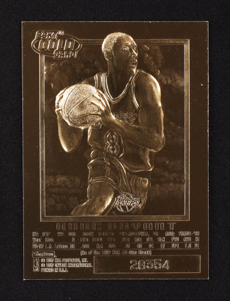 Kobe Bryant 1996-97 Skybox EX-2000 Purple Signature 23Kt Gold RC at PristineAuction.com Kobe Bryant 1996-97 Skybox EX-2000 Purple Signature 23Kt Gold RC at PristineAuction.com