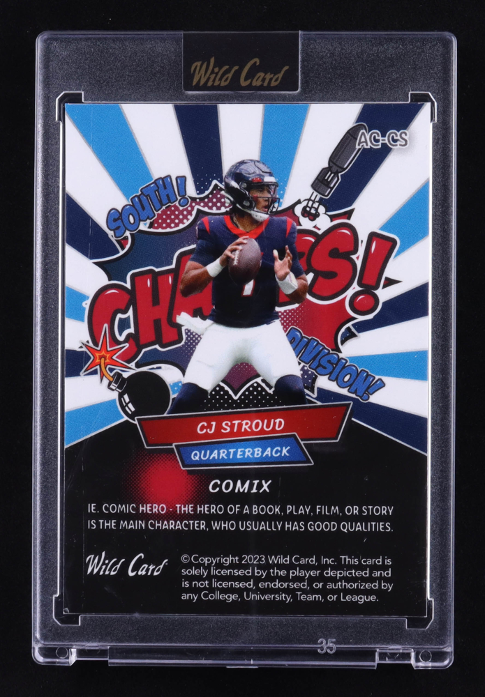 2023 WILD CARD CJ Stroud Rookie Auto 1/3 Champs Comix argent holo