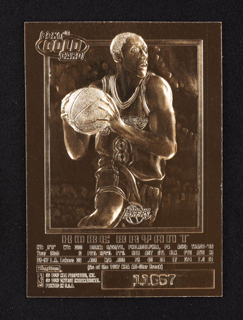 Kobe Bryant 1996-97 Skybox EX-2000 Black 23Kt Gold RC at PristineAuction.com Kobe Bryant 1996-97 Skybox EX-2000 Black 23Kt Gold RC at PristineAuction.com
