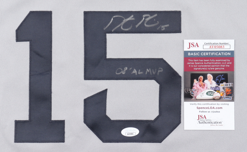 Dustin Pedroia Signed Red Sox Jersey Inscribed "08 AL MVP" (JSA) at PristineAuction.com Dustin Pedroia Signed Red Sox Jersey Inscribed "08 AL MVP" (JSA) at PristineAuction.com