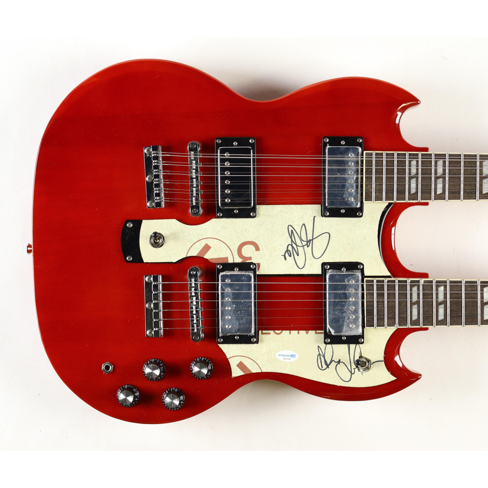 Alex Lifeson & Geddy Lee Signed DoubleNecked Electric Guitar with