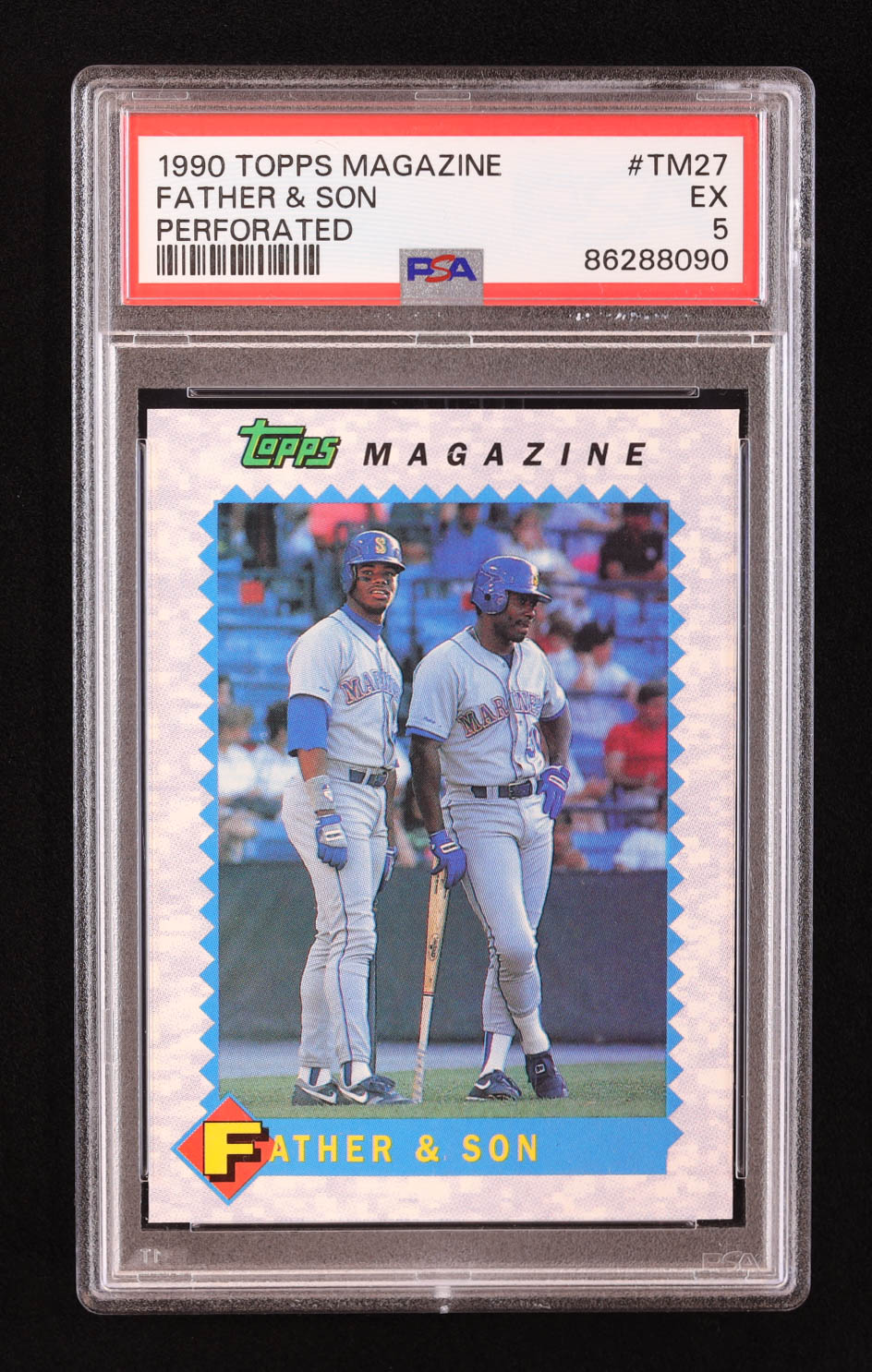 Ken Griffey Jr. / Ken Griffey Sr. 1990-93 Topps Magazine #27 (PSA 5) at PristineAuction.com Ken Griffey Jr. / Ken Griffey Sr. 1990-93 Topps Magazine #27 (PSA 5) at PristineAuction.com