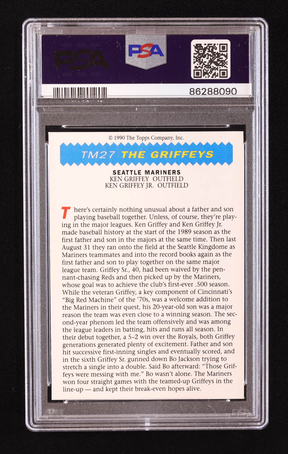 Ken Griffey Jr. / Ken Griffey Sr. 1990-93 Topps Magazine #27 (PSA 5) at PristineAuction.com Ken Griffey Jr. / Ken Griffey Sr. 1990-93 Topps Magazine #27 (PSA 5) at PristineAuction.com