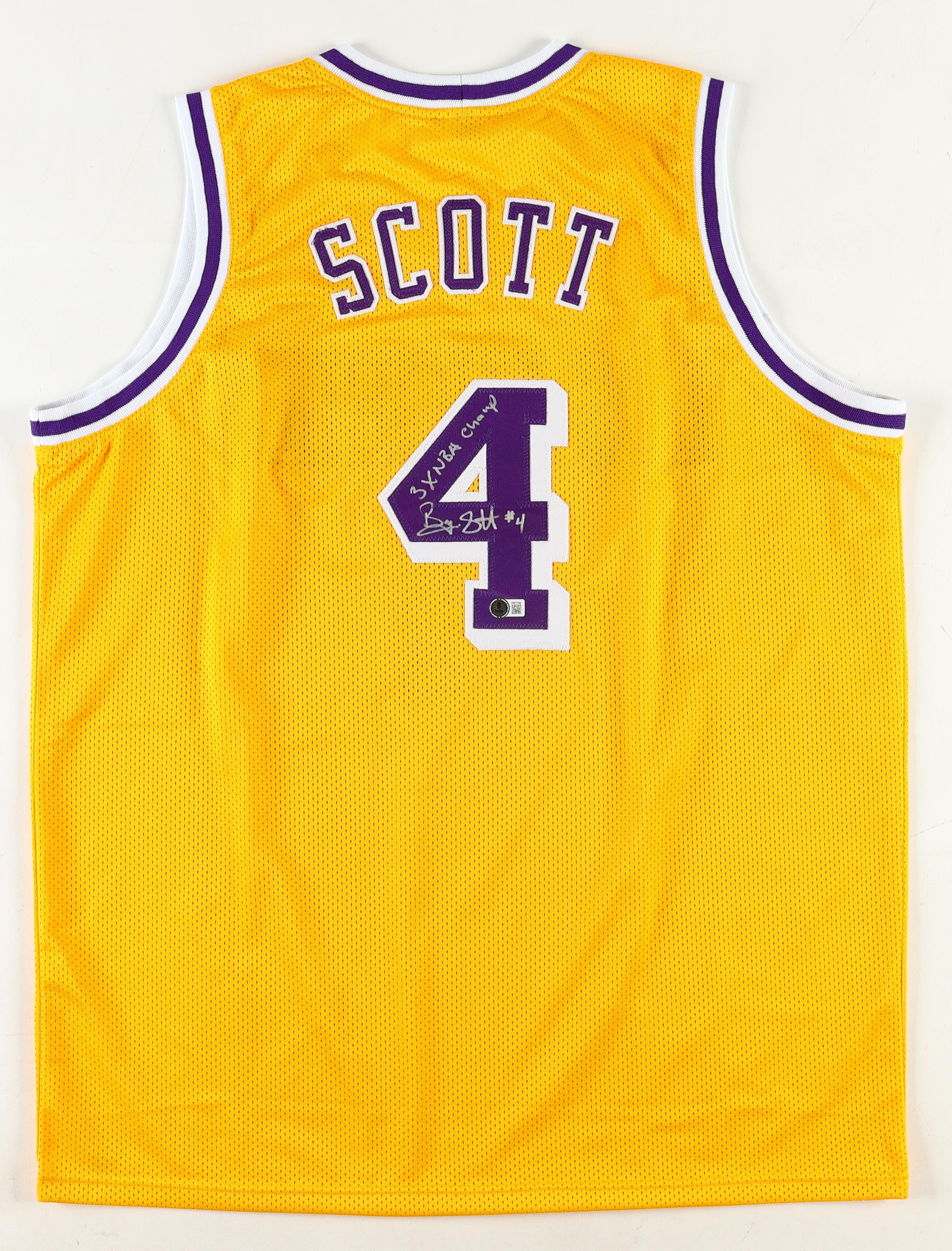Byron Scott Signed Jersey Inscribed "3x NBA Champ" (Beckett) at PristineAuction.com Byron Scott Signed Jersey Inscribed "3x NBA Champ" (Beckett) at PristineAuction.com