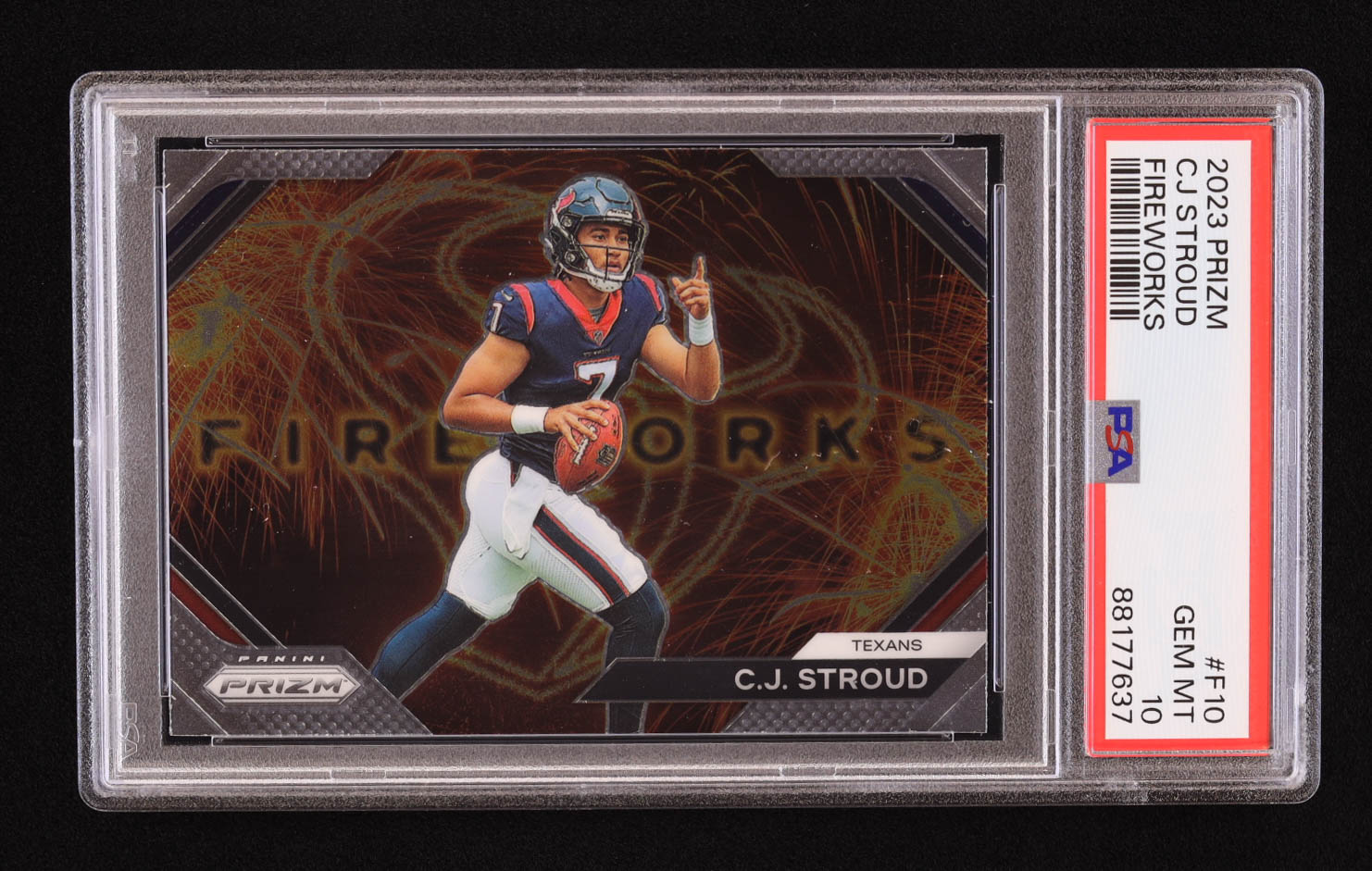 CJ Stroud 2023 Panini Prizm Fireworks #10 RC (PSA 10) at PristineAuction.com CJ Stroud 2023 Panini Prizm Fireworks #10 RC (PSA 10) at PristineAuction.com