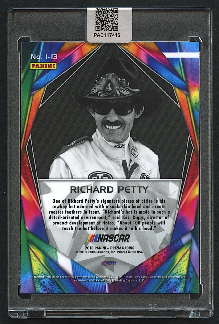 Richard Petty Signed 2018 Panini Prizm Illumination #13 (PA Encapsulated) at PristineAuction.com Richard Petty Signed 2018 Panini Prizm Illumination #13 (PA Encapsulated) at PristineAuction.com