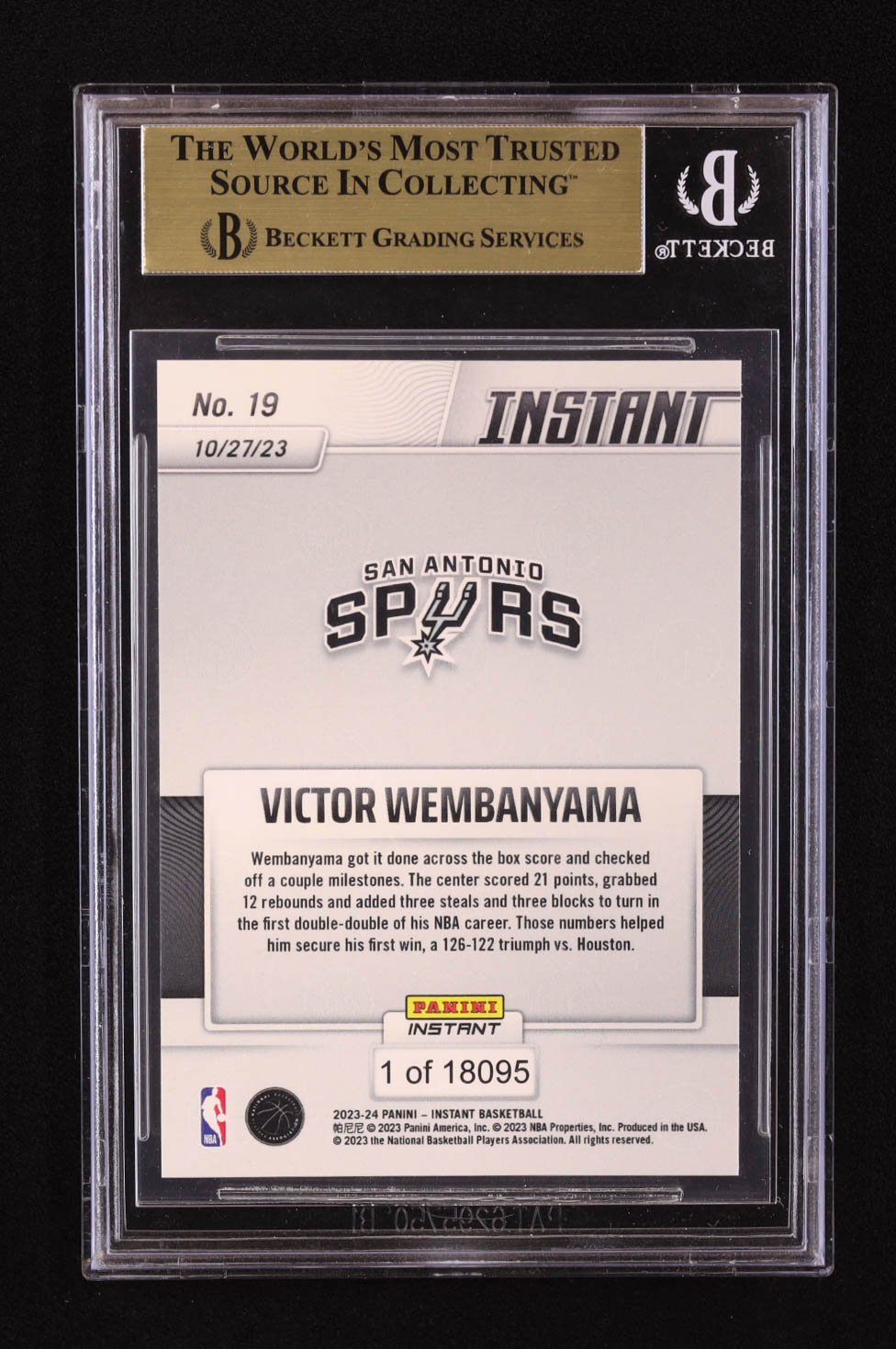 Victor Wembanyama 2023-24 Panini Instant Draft #19 RC (BGS 9.5) at PristineAuction.com Victor Wembanyama 2023-24 Panini Instant Draft #19 RC (BGS 9.5) at PristineAuction.com