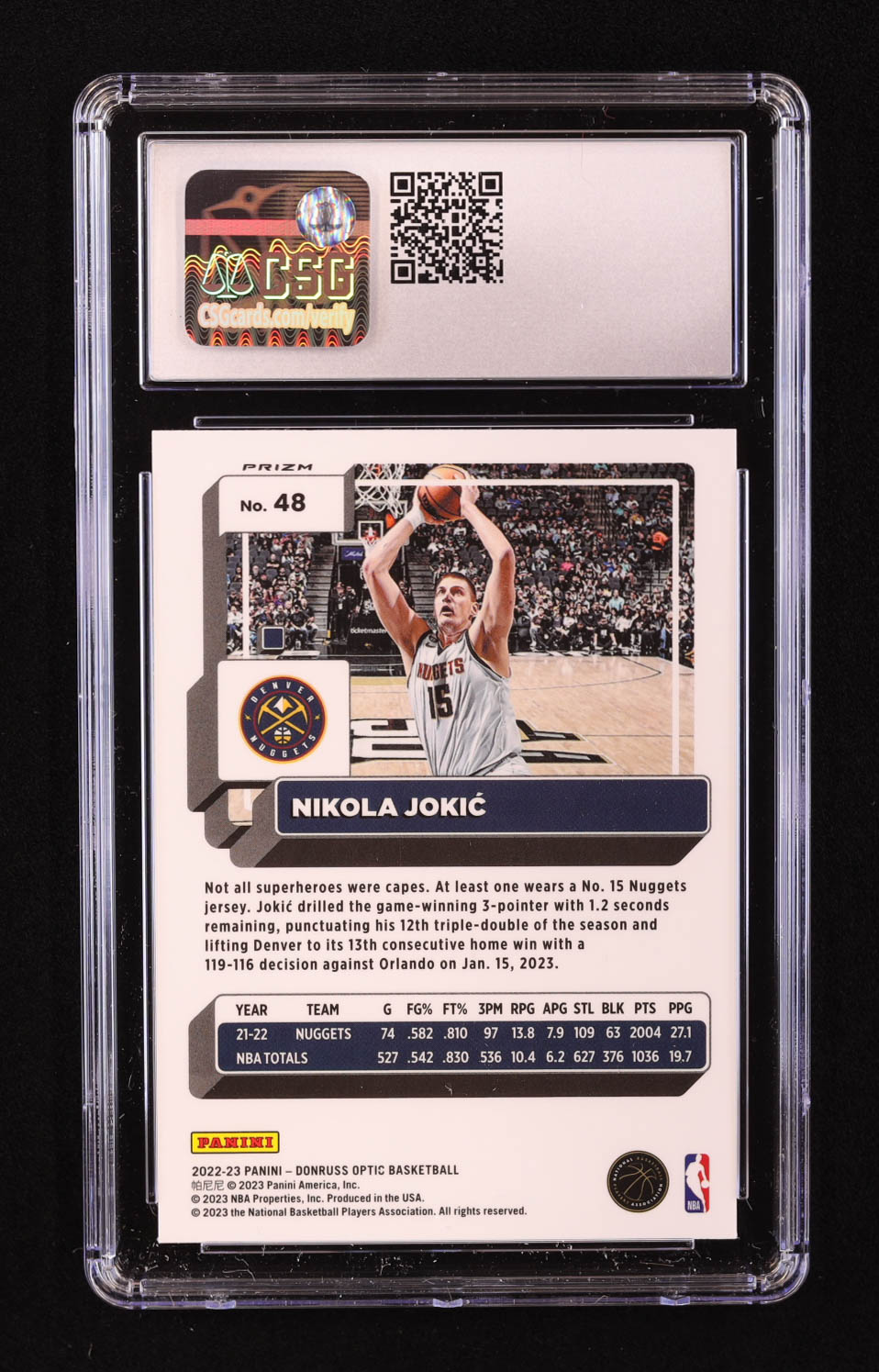 Nikola Jokic 2022-23 Donruss Optic Fast Break Holo #48 (CGC 9.5) at PristineAuction.com Nikola Jokic 2022-23 Donruss Optic Fast Break Holo #48 (CGC 9.5) at PristineAuction.com