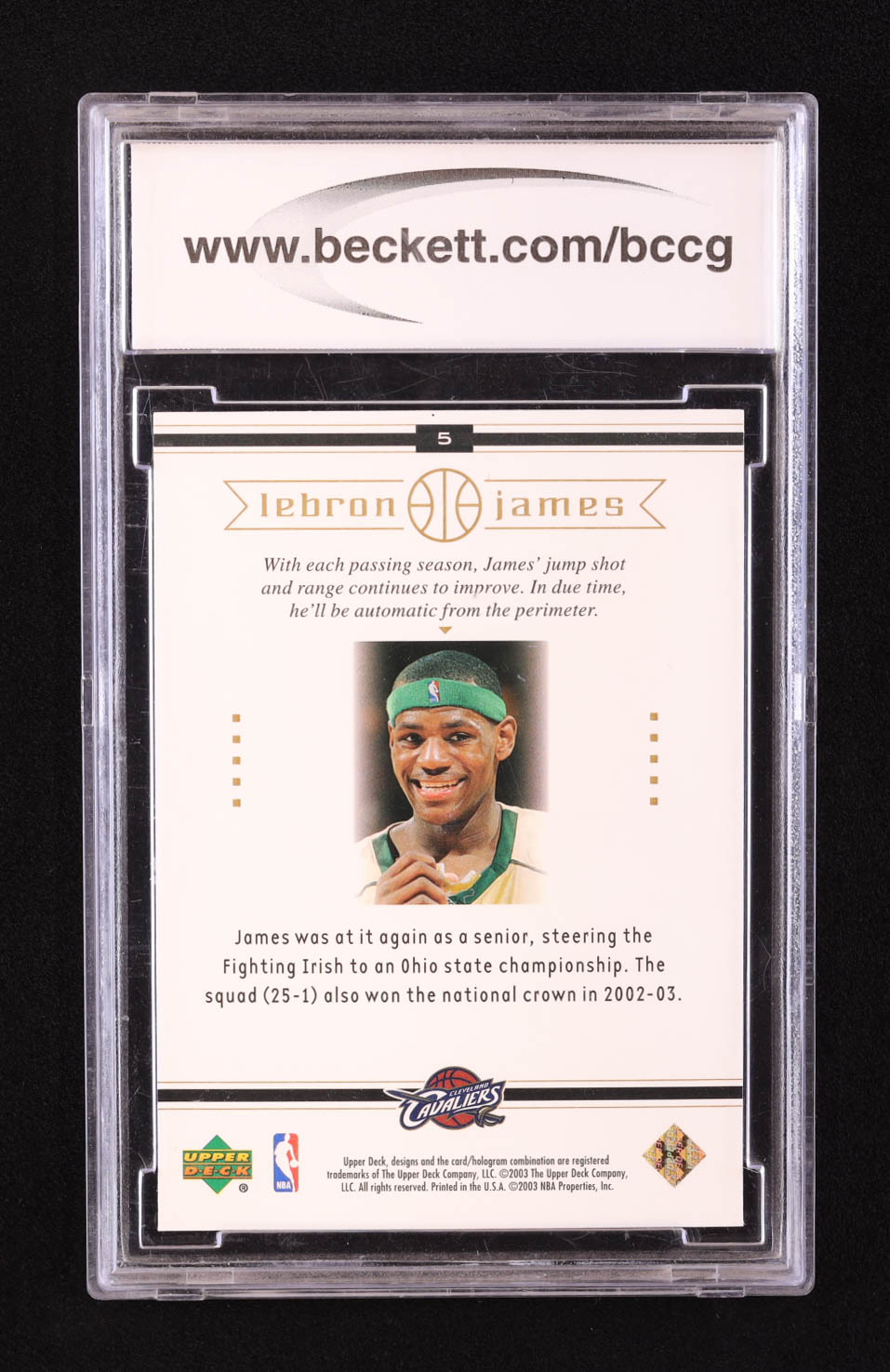 LeBron James 2003 Upper Deck LeBron James Box Set #5 (BCCG 10) at PristineAuction.com LeBron James 2003 Upper Deck LeBron James Box Set #5 (BCCG 10) at PristineAuction.com