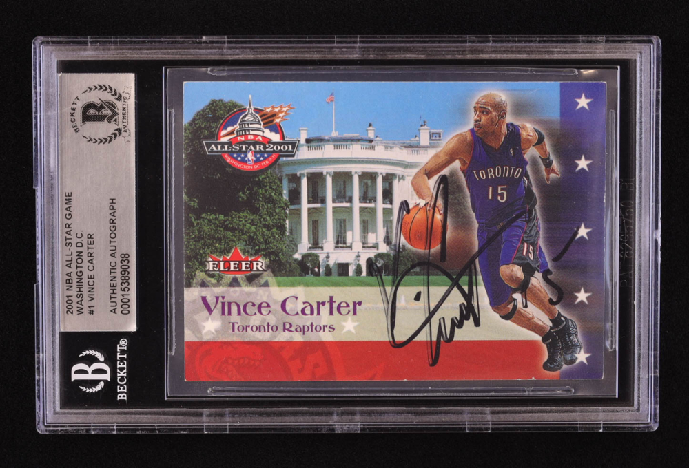 Vince Carter Signed 2001 NBA All-Star Game #1 Fleer (BGS 