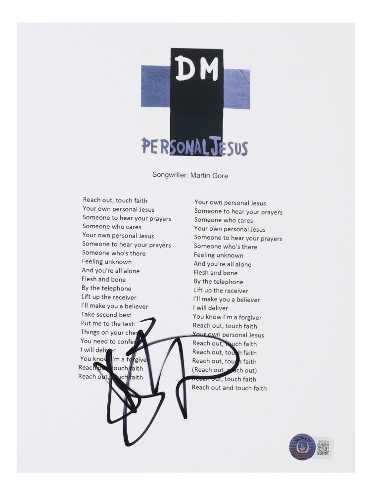 Dave Gahan Signed Depeche Mode "Personal Jesus" 8x10 Music Lyric Sheet ...