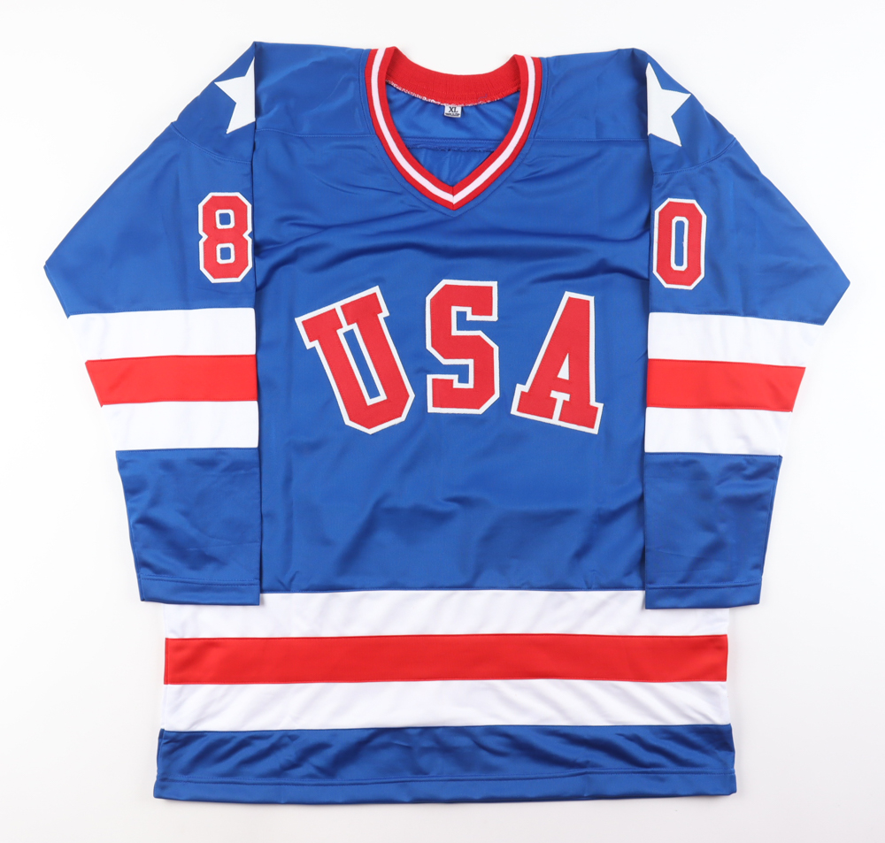 1980 Team USA Hockey "Miracle on Ice" Jersey Signed by (19) with Mike Eruzione, Jim Craig, Ken Morrow & Buzz Schneider Inscribed "Do You Believe In Miracles?!" (Beckett) at PristineAuction.com 1980 Team USA Hockey "Miracle on Ice" Jersey Signed by (19) with Mike Eruzione, Jim Craig, Ken Morrow & Buzz Schneider Inscribed "Do You Believe In Miracles?!" (Beckett) at PristineAuction.com