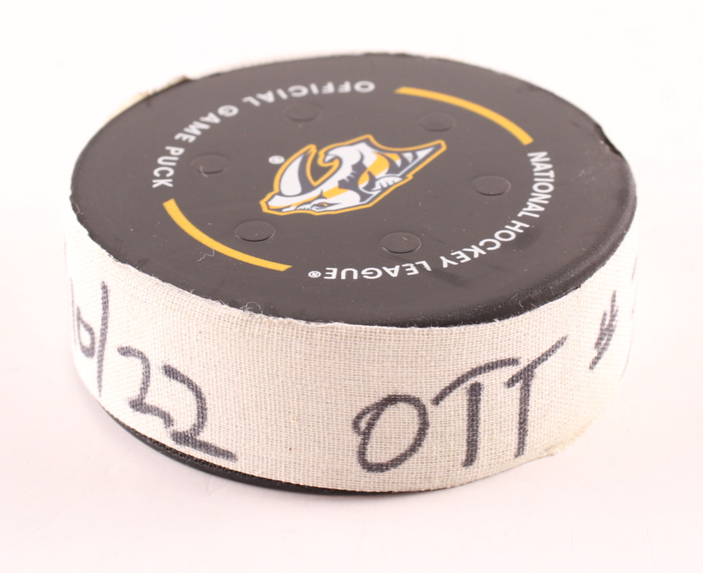 Drake Batherson "Predators" Game-Used/Goal Scored 47th Career Goal Puck (MeiGray) at PristineAuction.com Drake Batherson "Predators" Game-Used/Goal Scored 47th Career Goal Puck (MeiGray) at PristineAuction.com