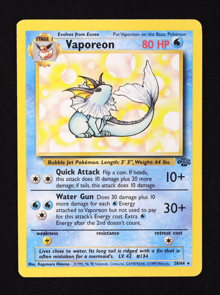 Vaporeon 1999 Pokemon Jungle Unlimited #28 at PristineAuction.com Vaporeon 1999 Pokemon Jungle Unlimited #28 at PristineAuction.com
