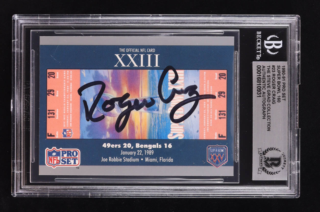 Roger Craig Signed 1990-91 Pro Set Super Bowl 160 #23 SB XXIII Ticket (BGS) at PristineAuction.com Roger Craig Signed 1990-91 Pro Set Super Bowl 160 #23 SB XXIII Ticket (BGS) at PristineAuction.com