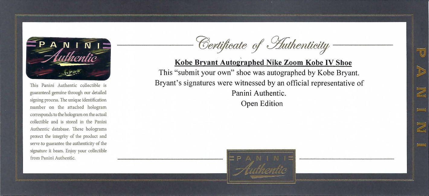 Kobe Bryant Signed 2009 NBA Finals Pair of Nike Zoom Kobe IV Sneakers (Panini) at PristineAuction.com Kobe Bryant Signed 2009 NBA Finals Pair of Nike Zoom Kobe IV Sneakers (Panini) at PristineAuction.com