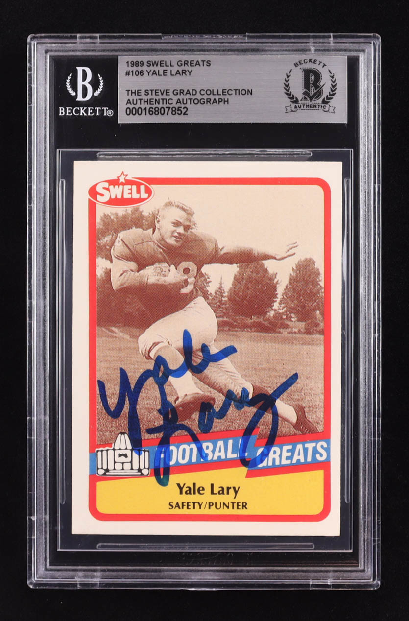 Yale Lary Signed 1989 Swell Greats #106 (BGS) at PristineAuction.com Yale Lary Signed 1989 Swell Greats #106 (BGS) at PristineAuction.com