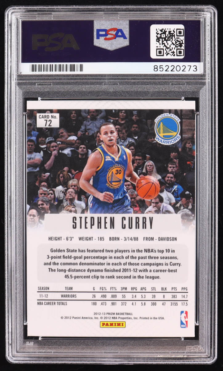 Stephen Curry Signed 2012-13 Panini Prizm #72 (PSA | Autograph Graded PSA 9) at PristineAuction.com Stephen Curry Signed 2012-13 Panini Prizm #72 (PSA | Autograph Graded PSA 9) at PristineAuction.com