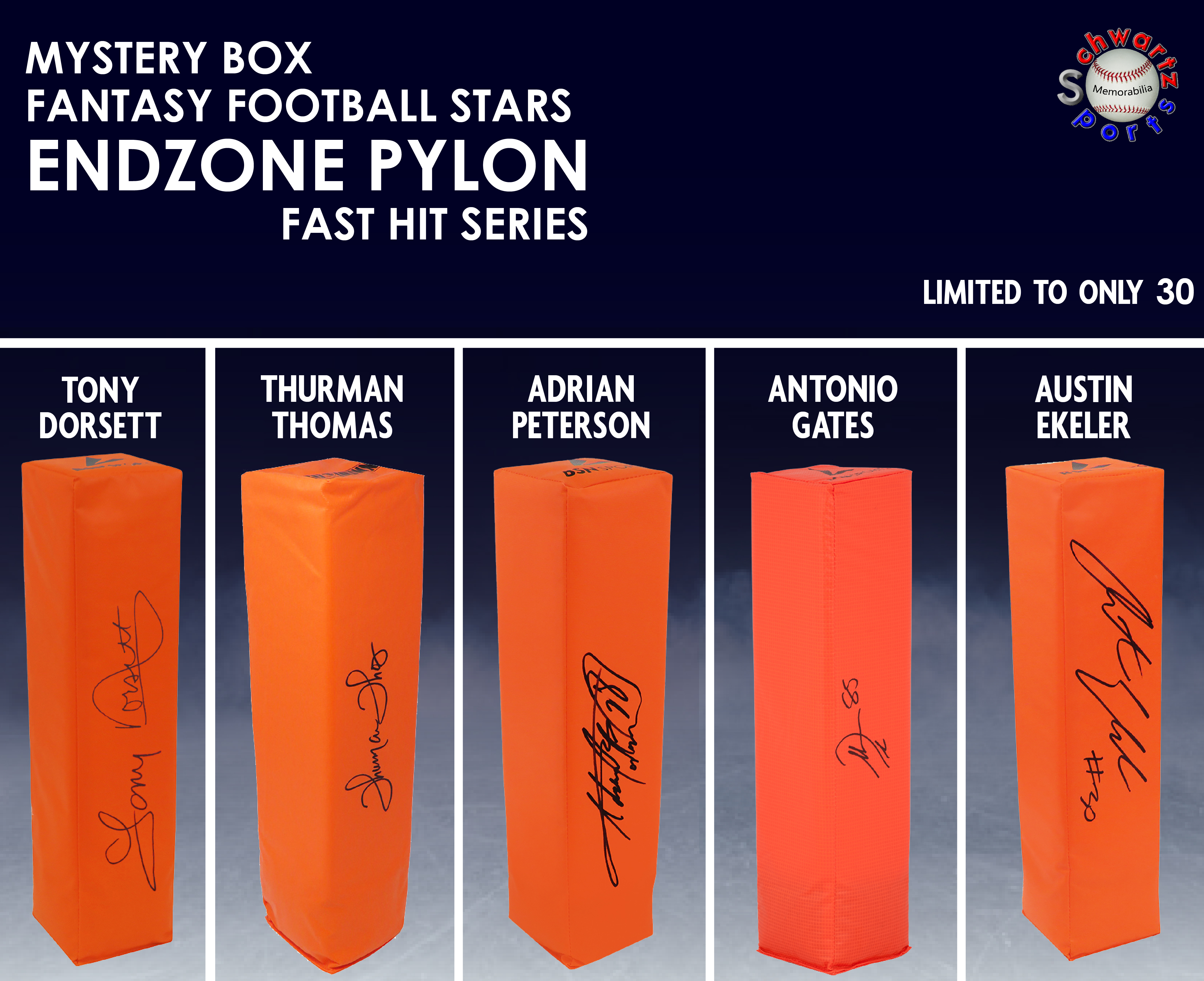 Fantasy Football Stars Signed Endzone Pylon Mystery Box - Fast Hits - Series #4 (Limited to ONLY 30) – Schwartz Sports at PristineAuction.com Fantasy Football Stars Signed Endzone Pylon Mystery Box - Fast Hits - Series #4 (Limited to ONLY 30) – Schwartz Sports at PristineAuction.com