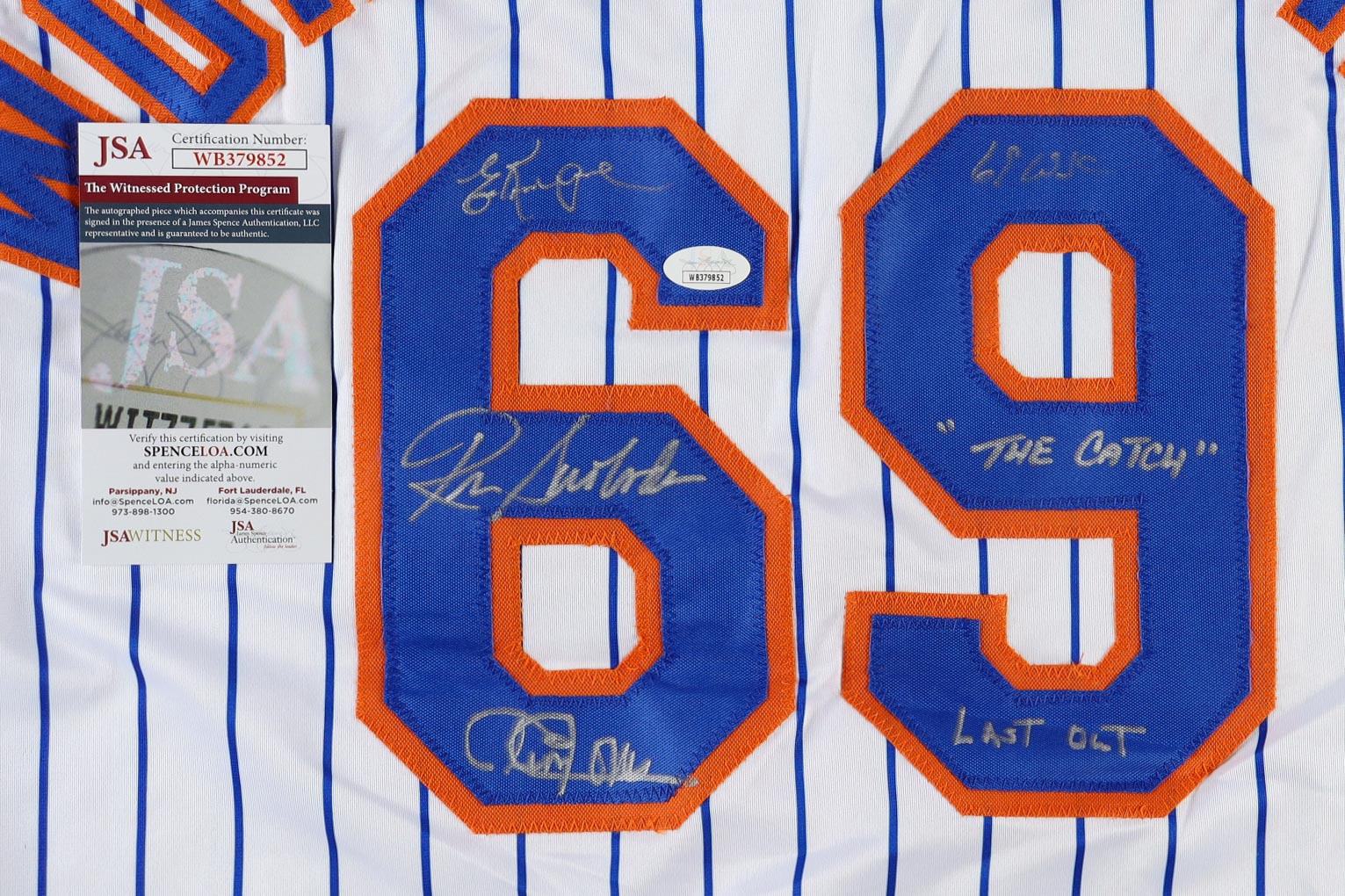 Ron Swoboda, Ed Kranpool & Cleon Jones Signed Jersey With Multiple Inscriptions (JSA) at PristineAuction.com Ron Swoboda, Ed Kranpool & Cleon Jones Signed Jersey With Multiple Inscriptions (JSA) at PristineAuction.com