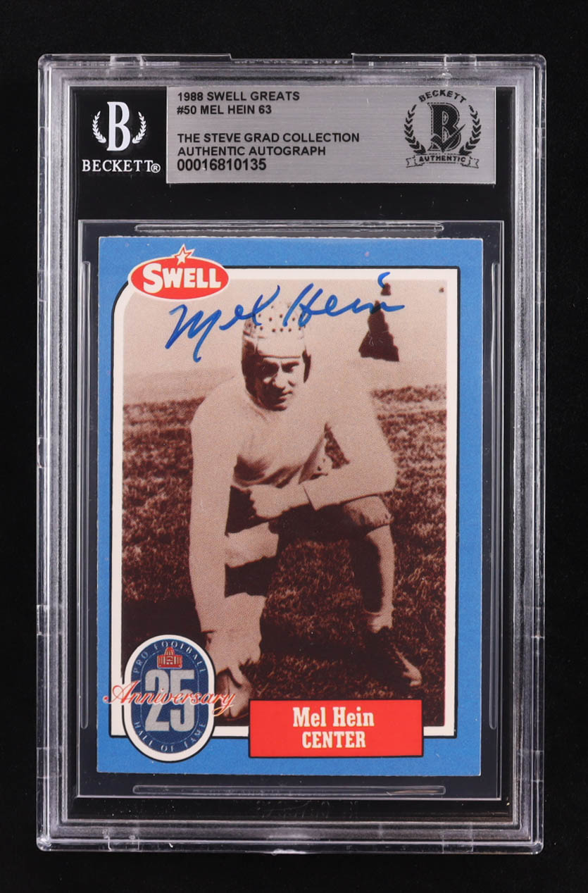 Mel Hein Signed 1988 Swell Greats #50 63 (BGS) at PristineAuction.com Mel Hein Signed 1988 Swell Greats #50 63 (BGS) at PristineAuction.com