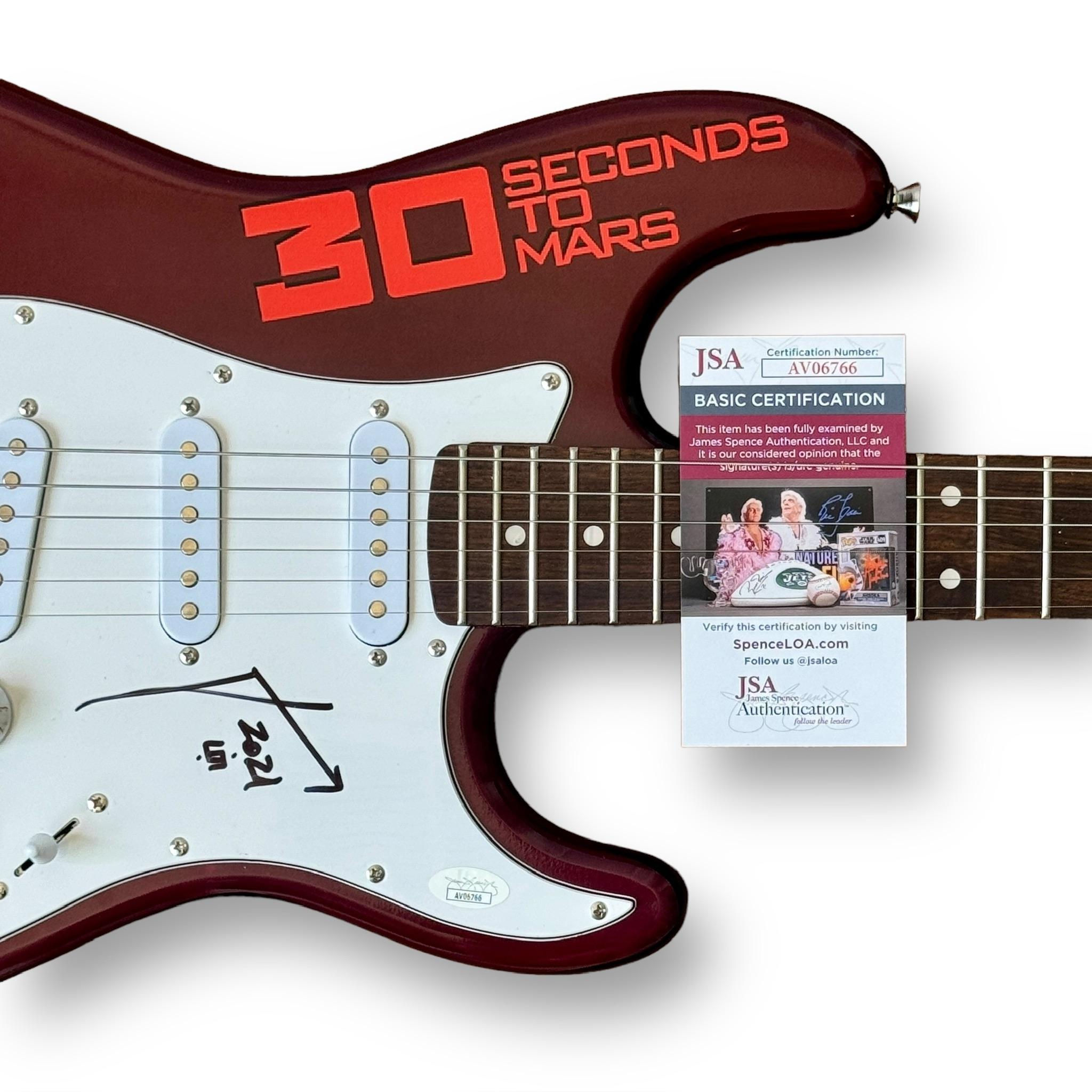 Jared Leto Signed "30 Second to Mars" Custom Stratocaster Style Guitar (JSA) at PristineAuction.com Jared Leto Signed "30 Second to Mars" Custom Stratocaster Style Guitar (JSA) at PristineAuction.com
