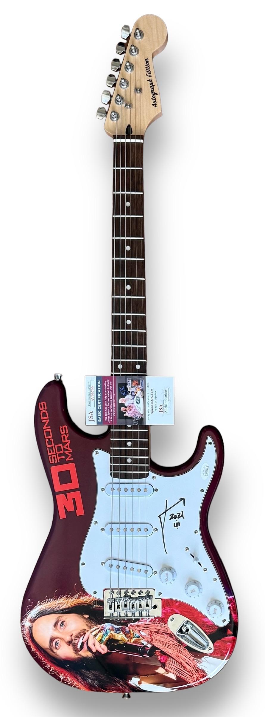 Jared Leto Signed "30 Second to Mars" Custom Stratocaster Style Guitar (JSA) at PristineAuction.com Jared Leto Signed "30 Second to Mars" Custom Stratocaster Style Guitar (JSA) at PristineAuction.com