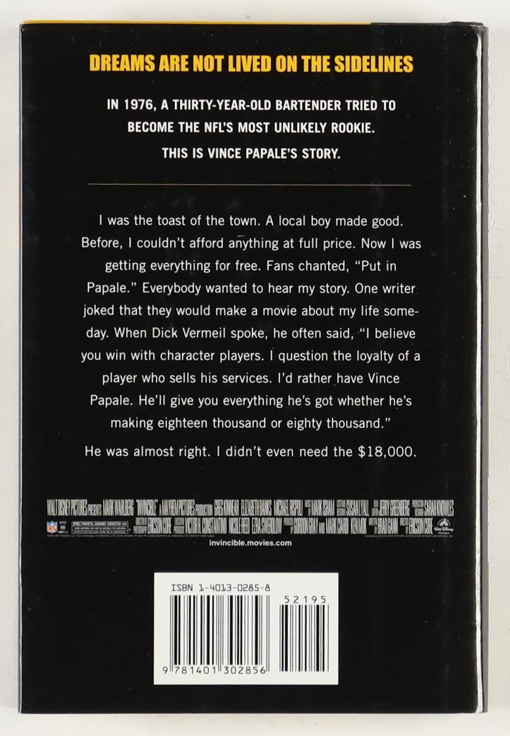 Vince Papale Signed "Invincible" Book Inscribed "You Are Invincible" (Beckett) at PristineAuction.com Vince Papale Signed "Invincible" Book Inscribed "You Are Invincible" (Beckett) at PristineAuction.com