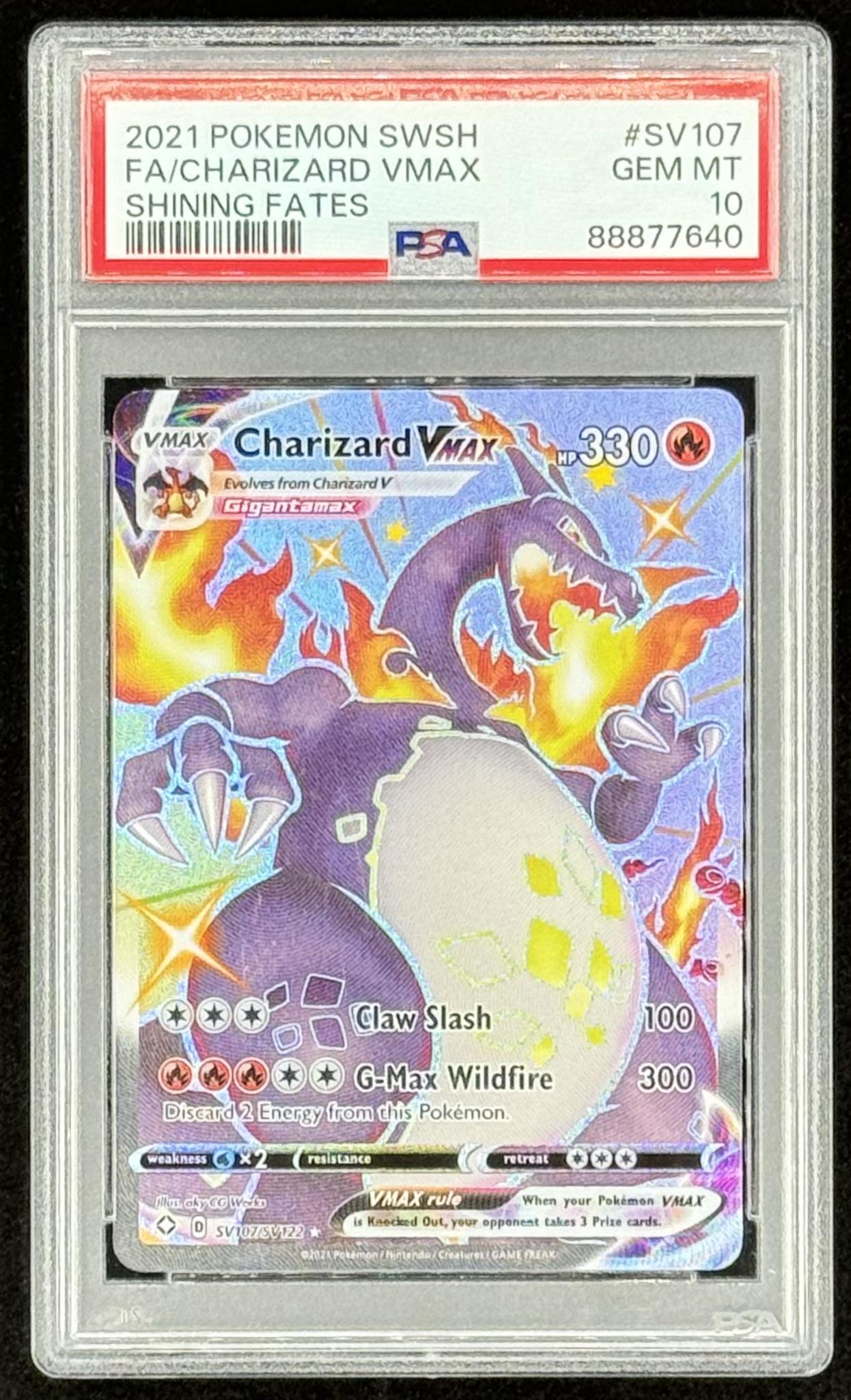 Charizard VMAX 2021 Pokemon Sword and Shield Shining Fates Shiny Vault Full Art Holo #SV107 (PSA 10) at PristineAuction.com Charizard VMAX 2021 Pokemon Sword and Shield Shining Fates Shiny Vault Full Art Holo #SV107 (PSA 10) at PristineAuction.com