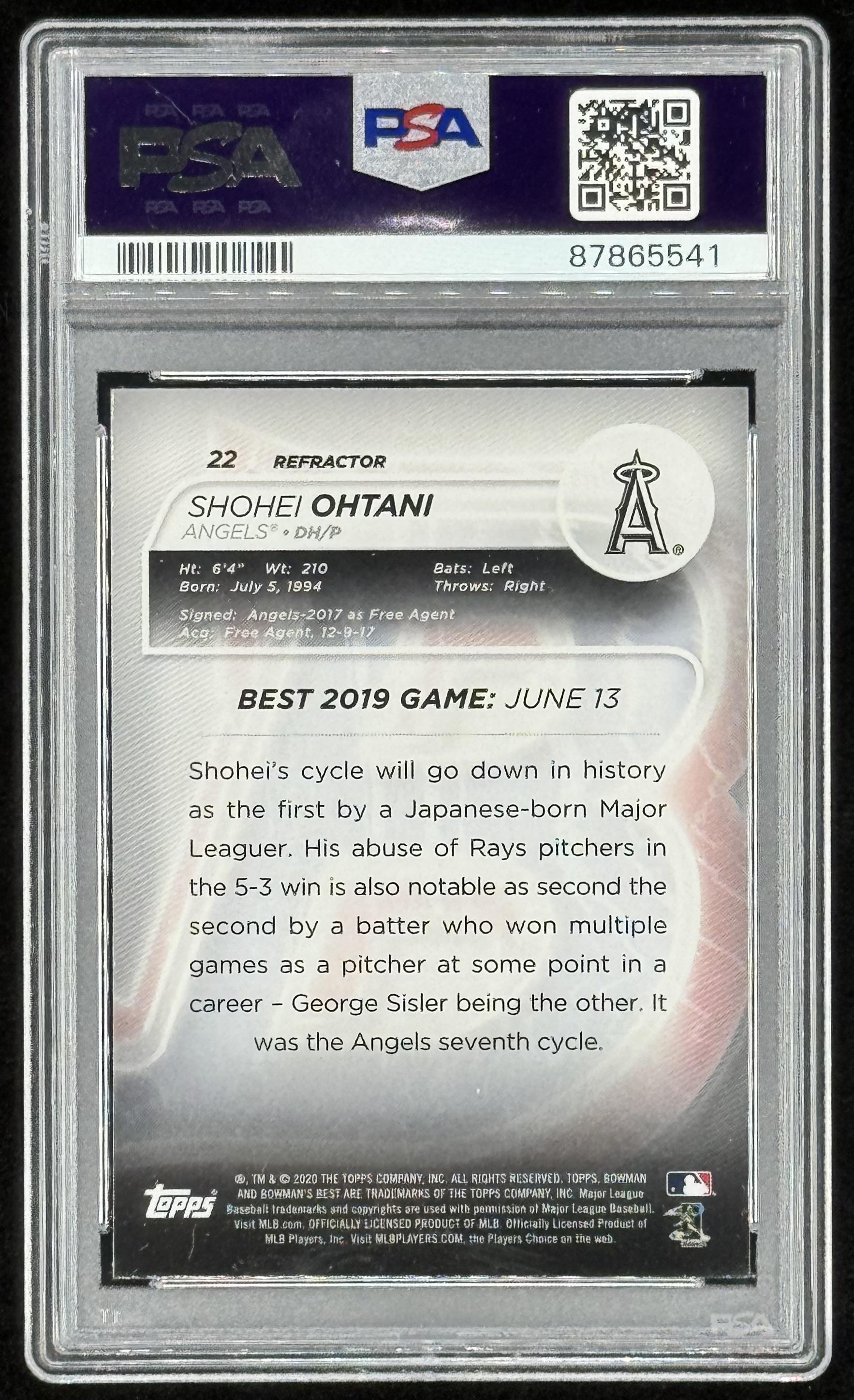 Shohei Ohtani 2020 Bowman's Best Refractors #22 (PSA 10) at PristineAuction.com Shohei Ohtani 2020 Bowman's Best Refractors #22 (PSA 10) at PristineAuction.com