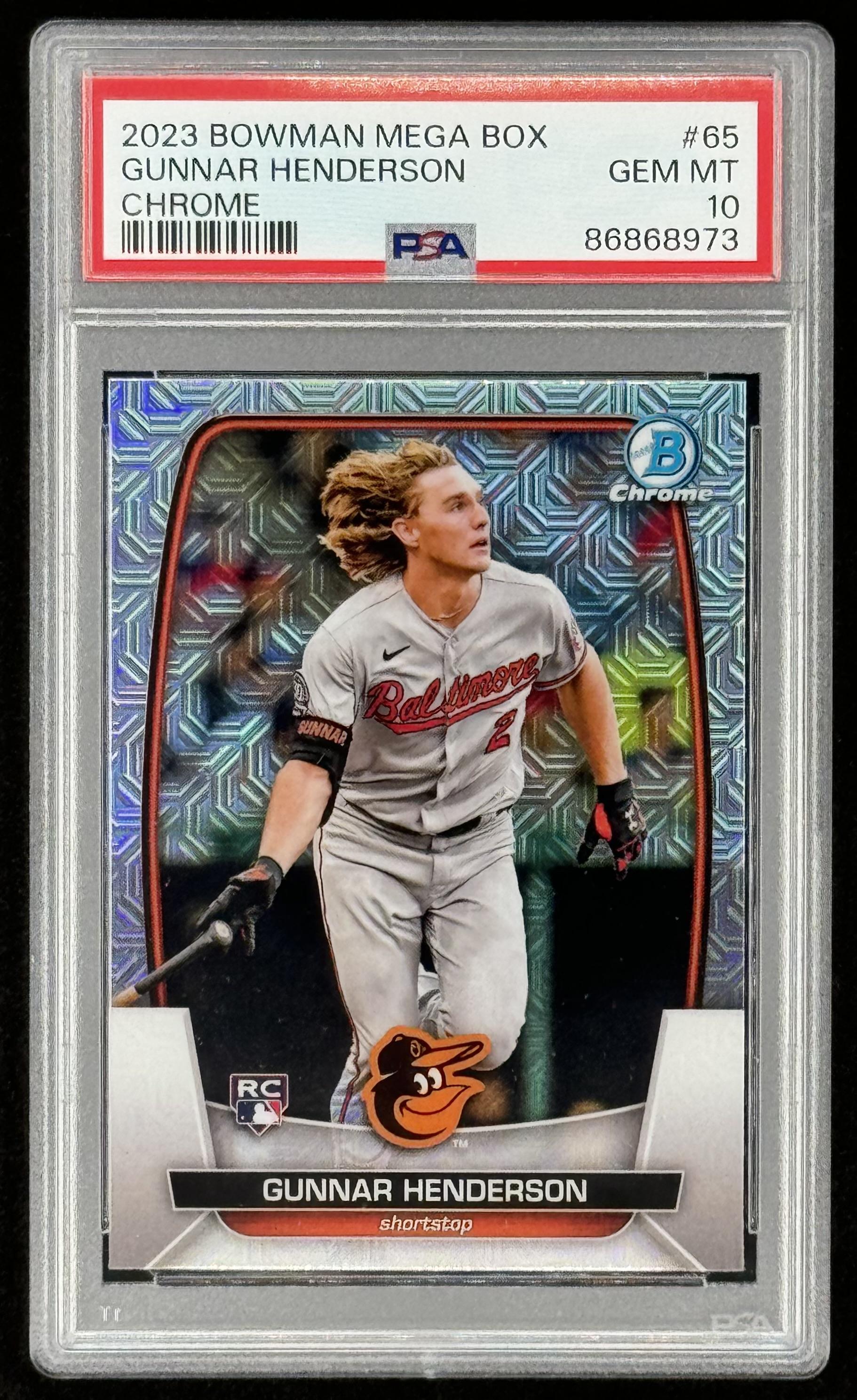 Gunnar Henderson 2023 Bowman Chrome Mega Box #65 RC (PSA 10) at PristineAuction.com Gunnar Henderson 2023 Bowman Chrome Mega Box #65 RC (PSA 10) at PristineAuction.com