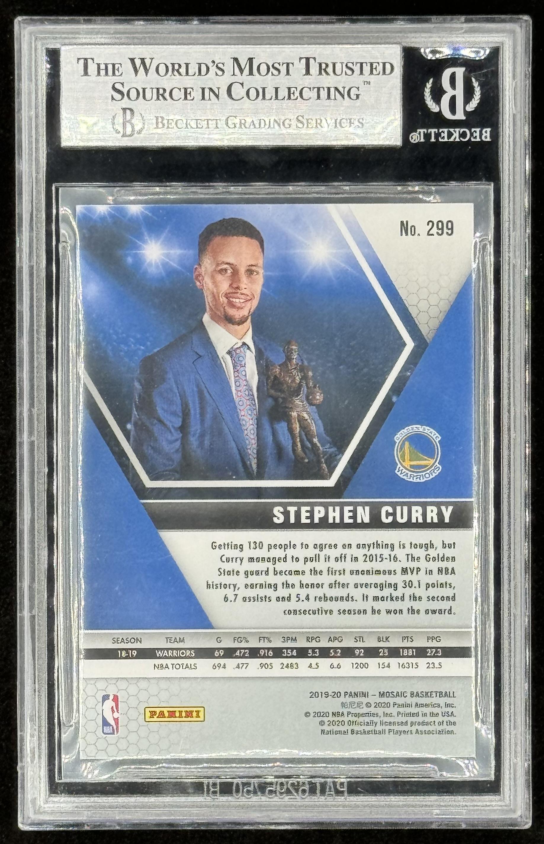 Stephen Curry 2019-20 Panini Mosaic #299 MVP (BGS 9) at PristineAuction.com Stephen Curry 2019-20 Panini Mosaic #299 MVP (BGS 9) at PristineAuction.com