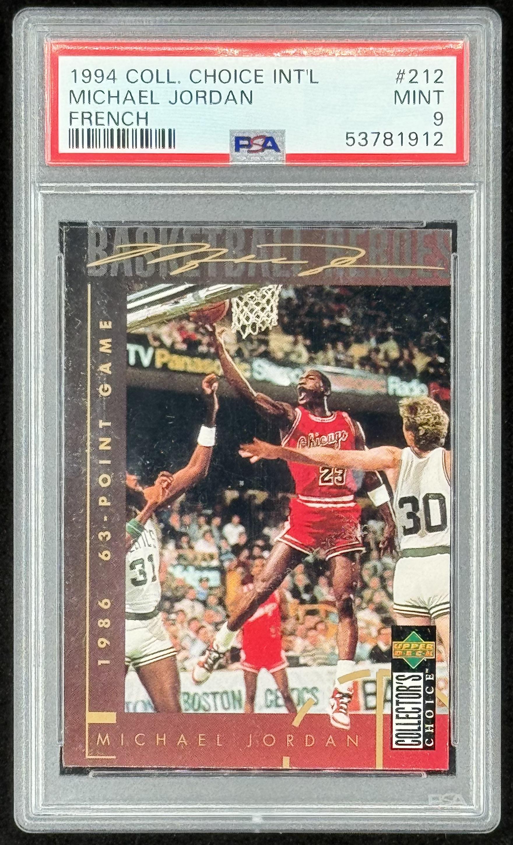 Michael Jordan 1994-95 Collector's Choice International French #212 63-Pt. Game (PSA 9) at PristineAuction.com Michael Jordan 1994-95 Collector's Choice International French #212 63-Pt. Game (PSA 9) at PristineAuction.com