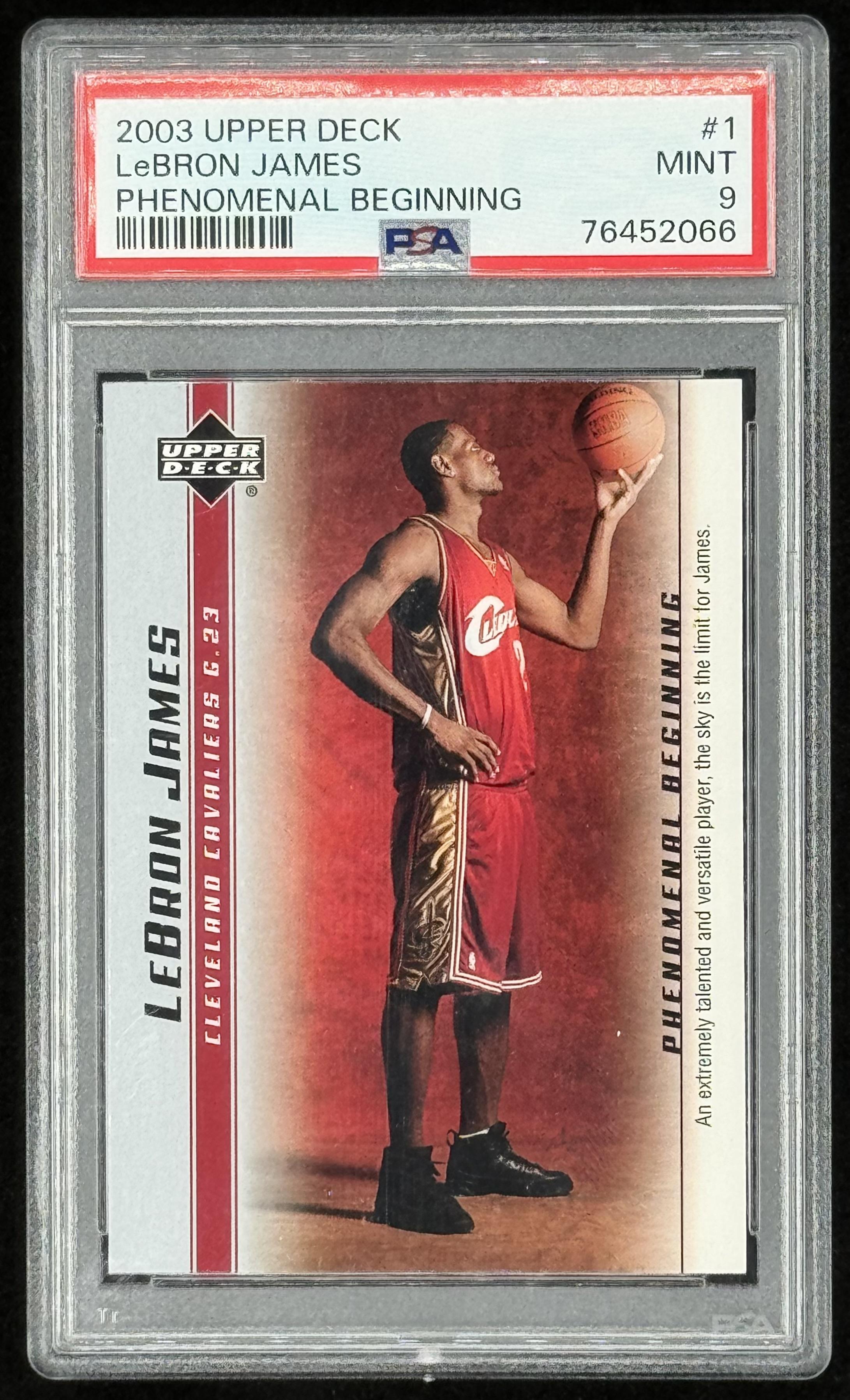 LeBron James 2003-04 Upper Deck Phenomenal Beginning LeBron James #1 (PSA 9) at PristineAuction.com LeBron James 2003-04 Upper Deck Phenomenal Beginning LeBron James #1 (PSA 9) at PristineAuction.com