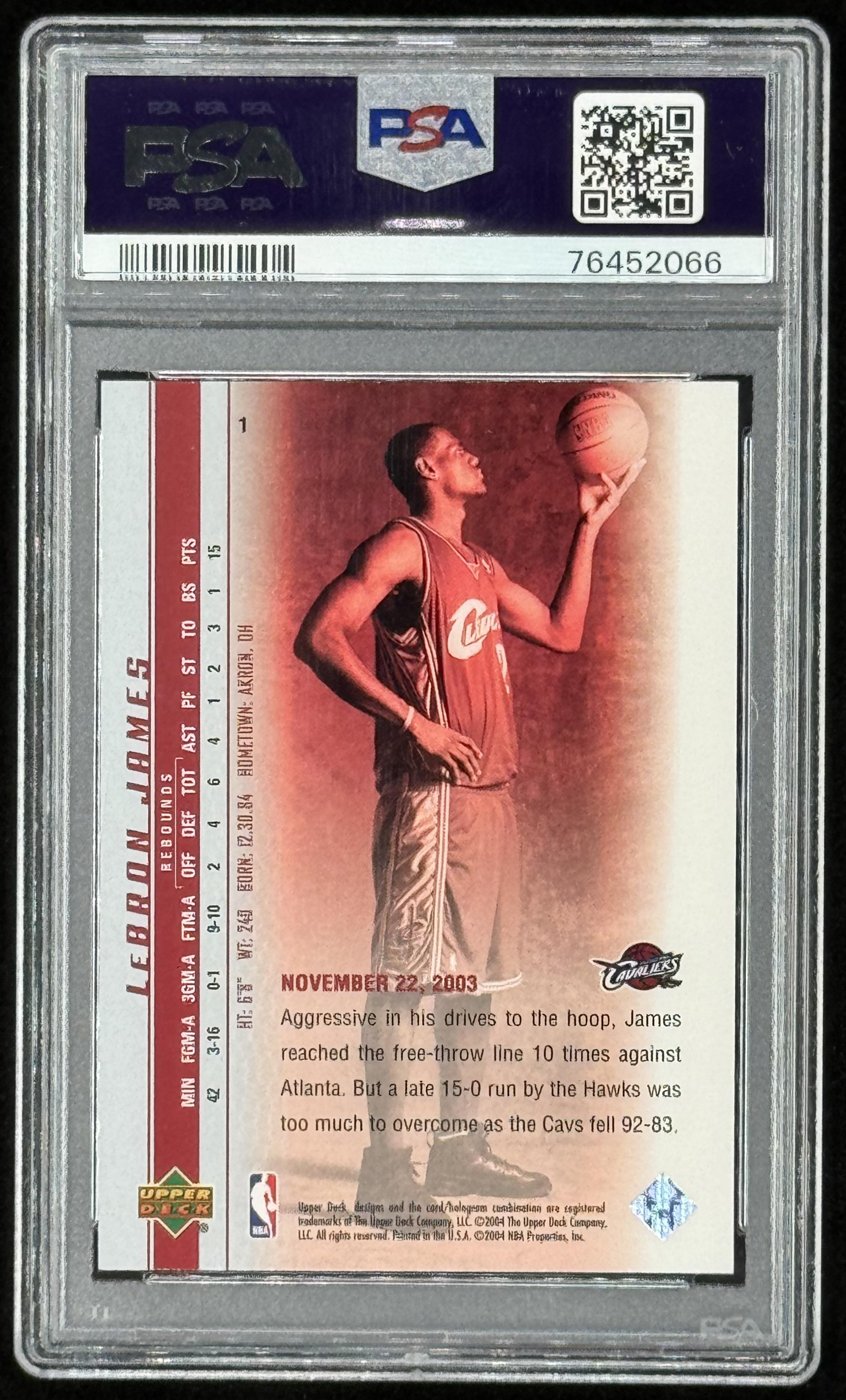 LeBron James 2003-04 Upper Deck Phenomenal Beginning LeBron James #1 (PSA 9) at PristineAuction.com LeBron James 2003-04 Upper Deck Phenomenal Beginning LeBron James #1 (PSA 9) at PristineAuction.com