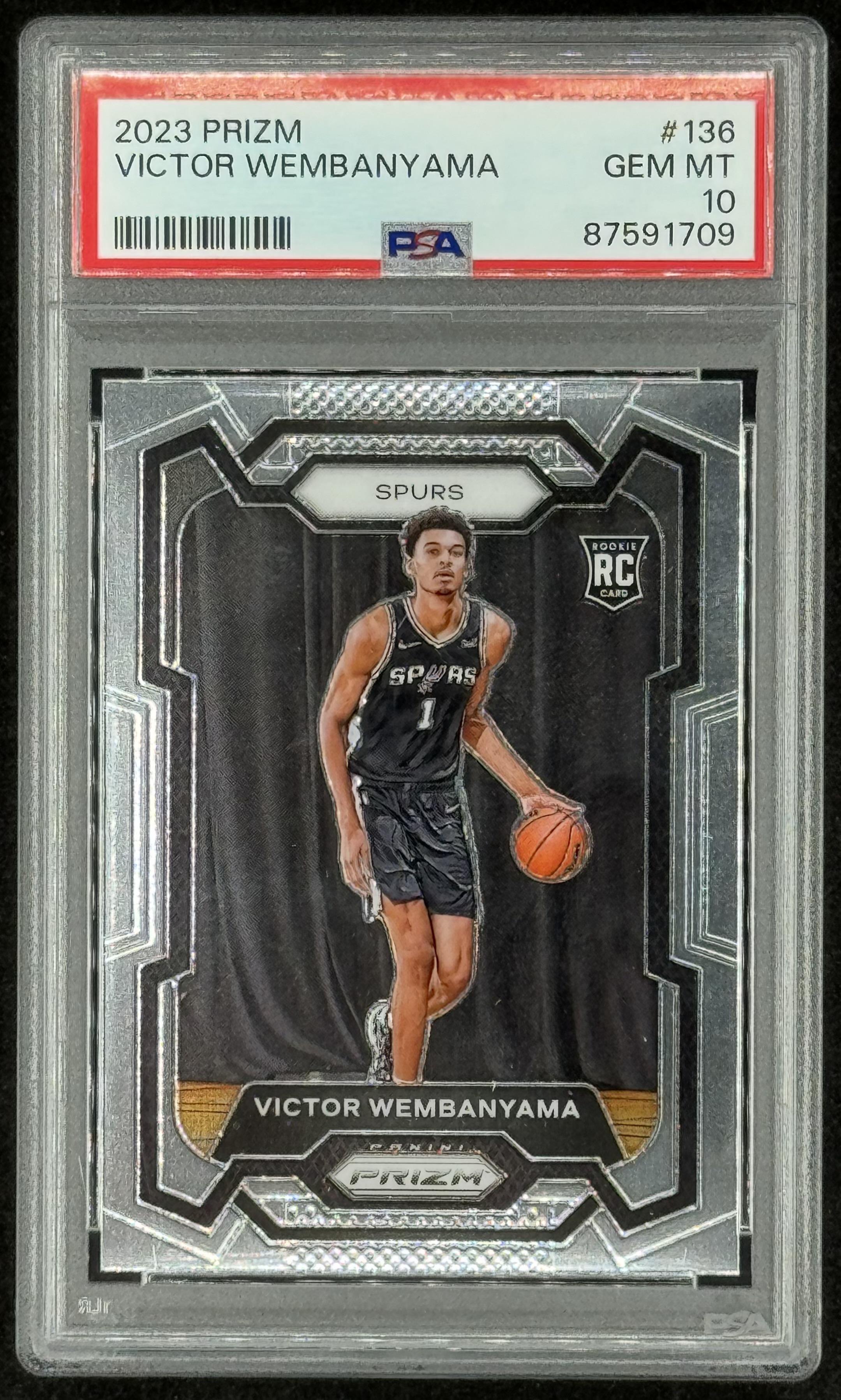 Victor Wembanyama 2023-24 Panini Prizm #136 RC (PSA 10) at PristineAuction.com Victor Wembanyama 2023-24 Panini Prizm #136 RC (PSA 10) at PristineAuction.com
