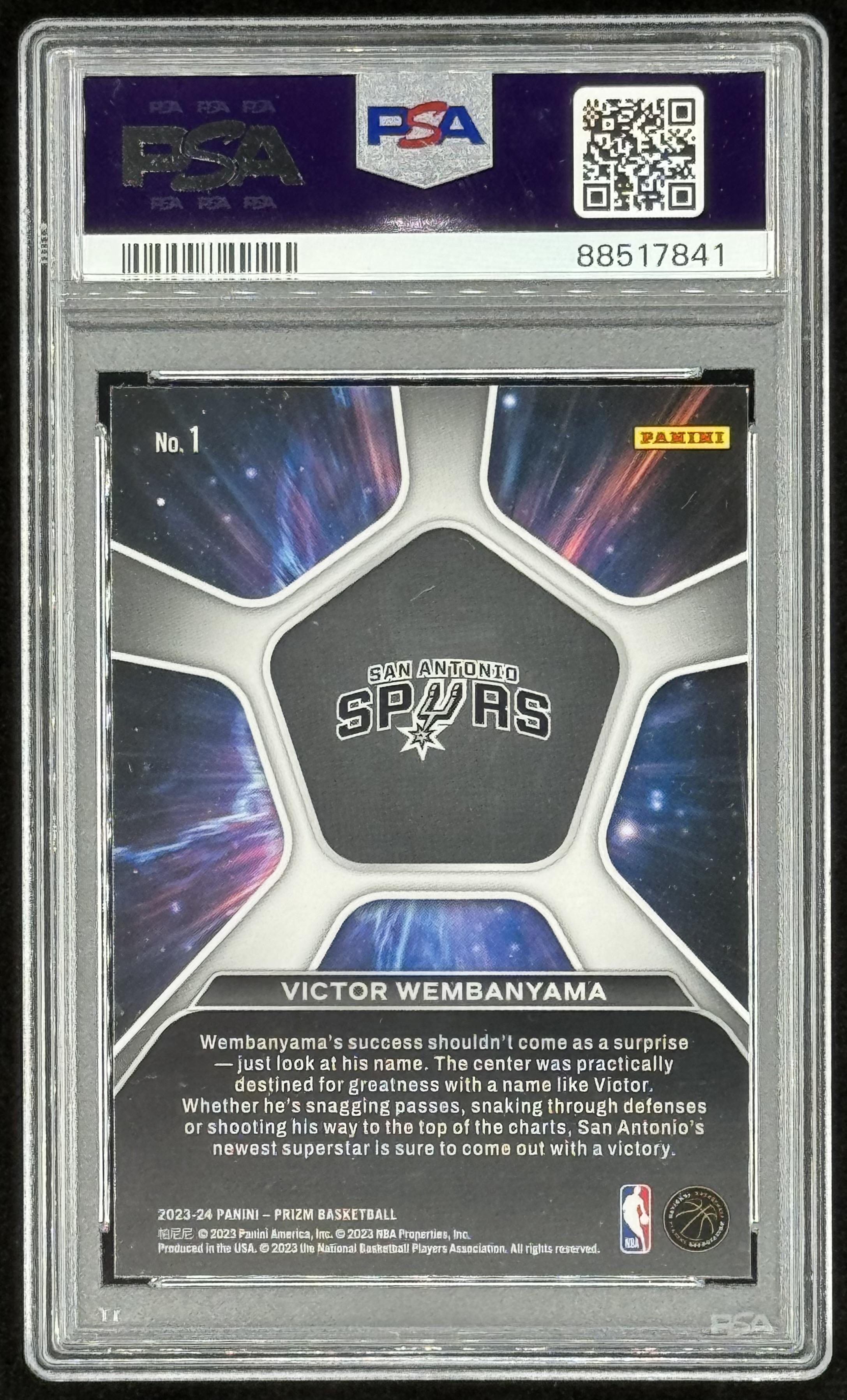 Victor Wembanyama 2023-24 Panini Prizm Deep Space #1 RC (PSA 9) at PristineAuction.com Victor Wembanyama 2023-24 Panini Prizm Deep Space #1 RC (PSA 9) at PristineAuction.com