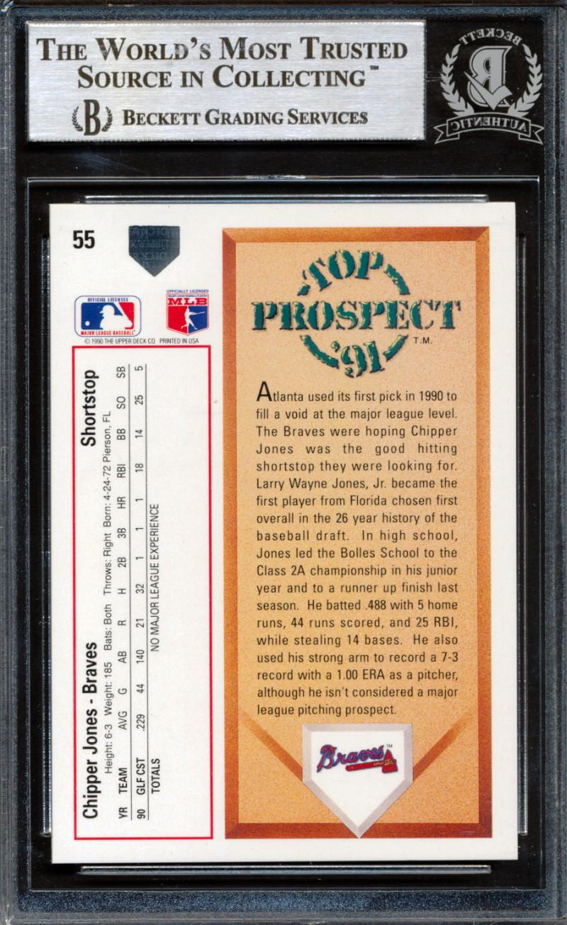 Chipper Jones Signed 1991 Upper Deck #55 RC (BGS) at PristineAuction.com Chipper Jones Signed 1991 Upper Deck #55 RC (BGS) at PristineAuction.com