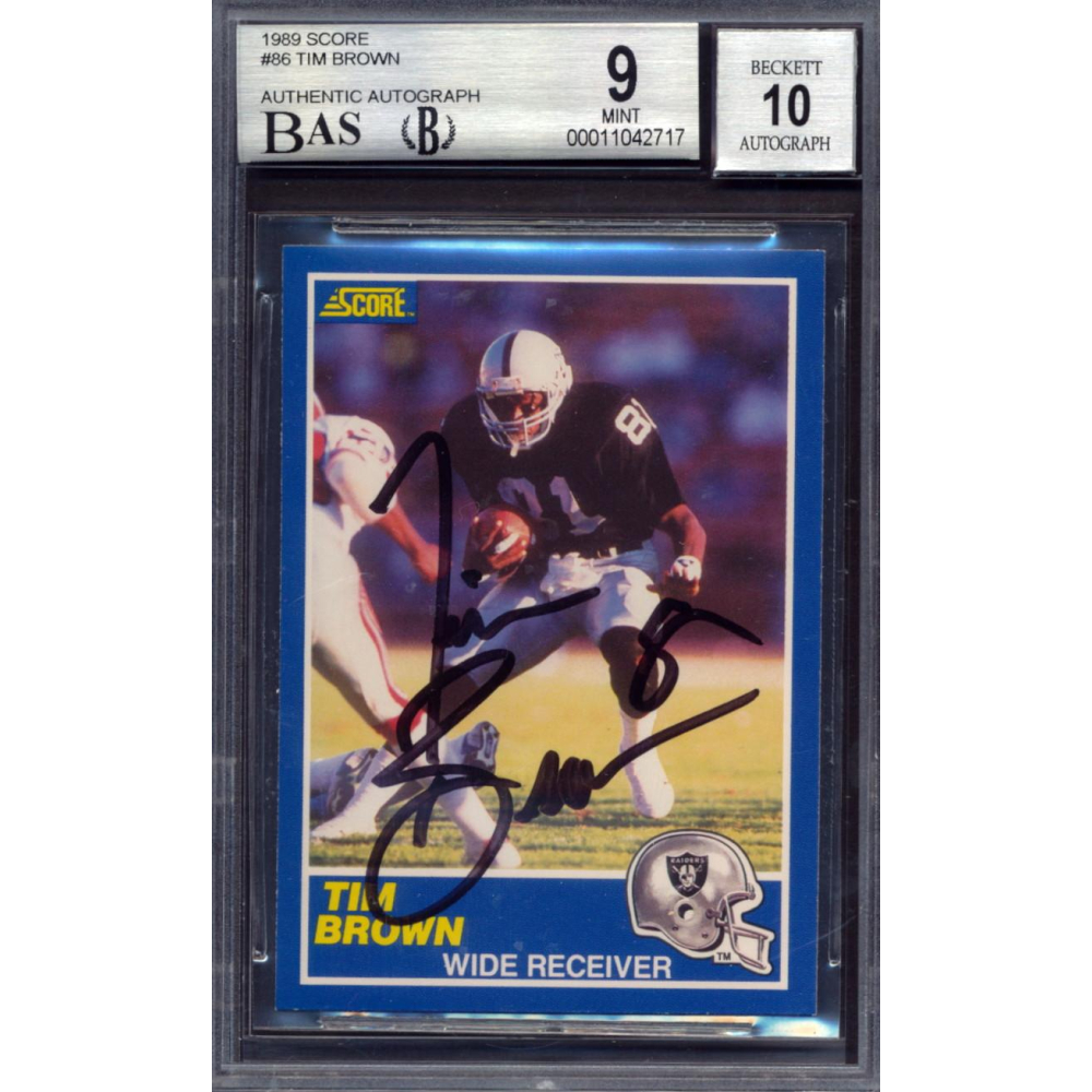 Tim Brown Signed 1989 Score #86 RC (BGS 9 | Autograph Graded 10 ...
