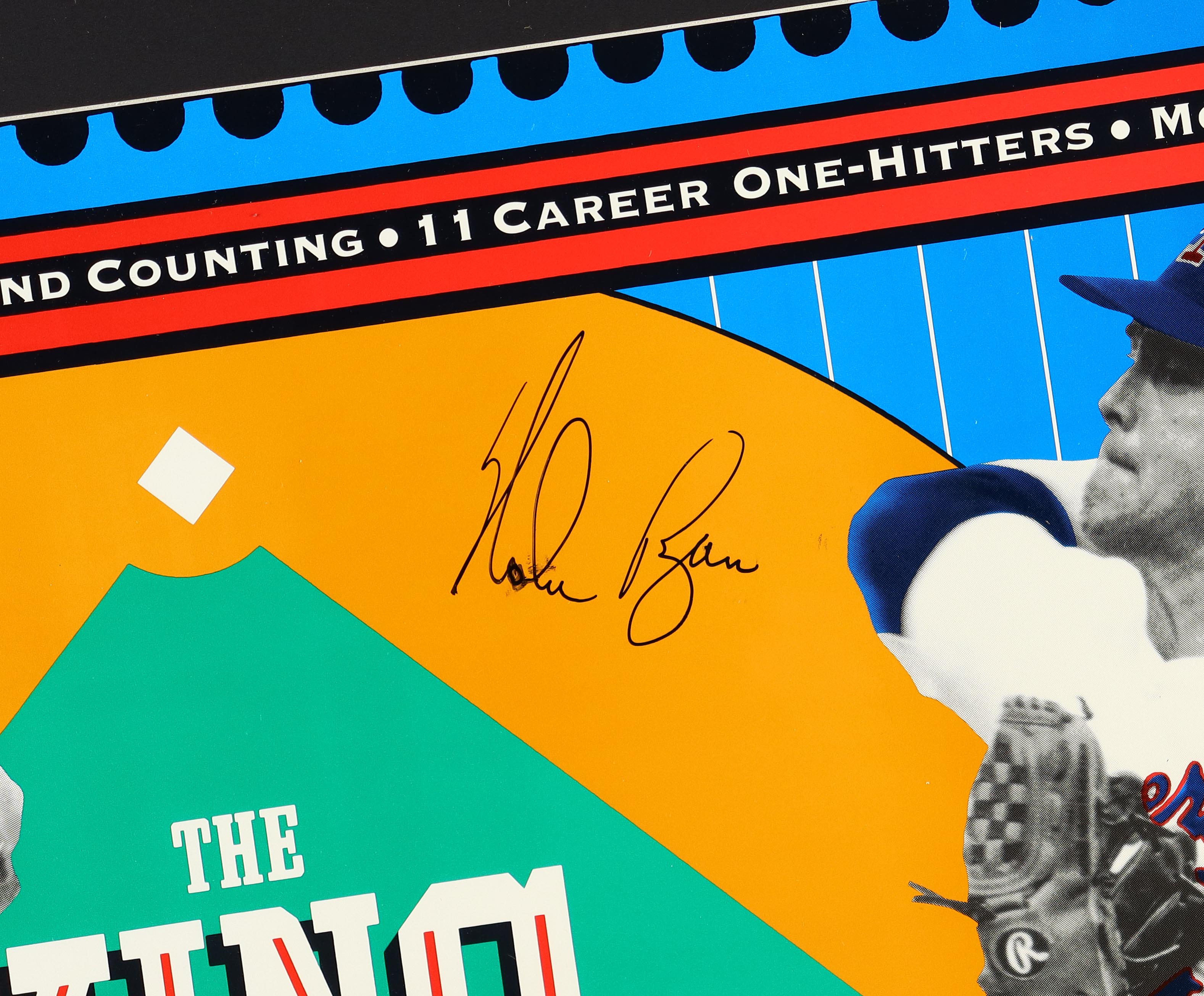 Nolan Ryan Signed "The King OF Zing" Custom Framed Nike Poster Display With Vintage Nike Pin (PSA) at PristineAuction.com Nolan Ryan Signed "The King OF Zing" Custom Framed Nike Poster Display With Vintage Nike Pin (PSA) at PristineAuction.com