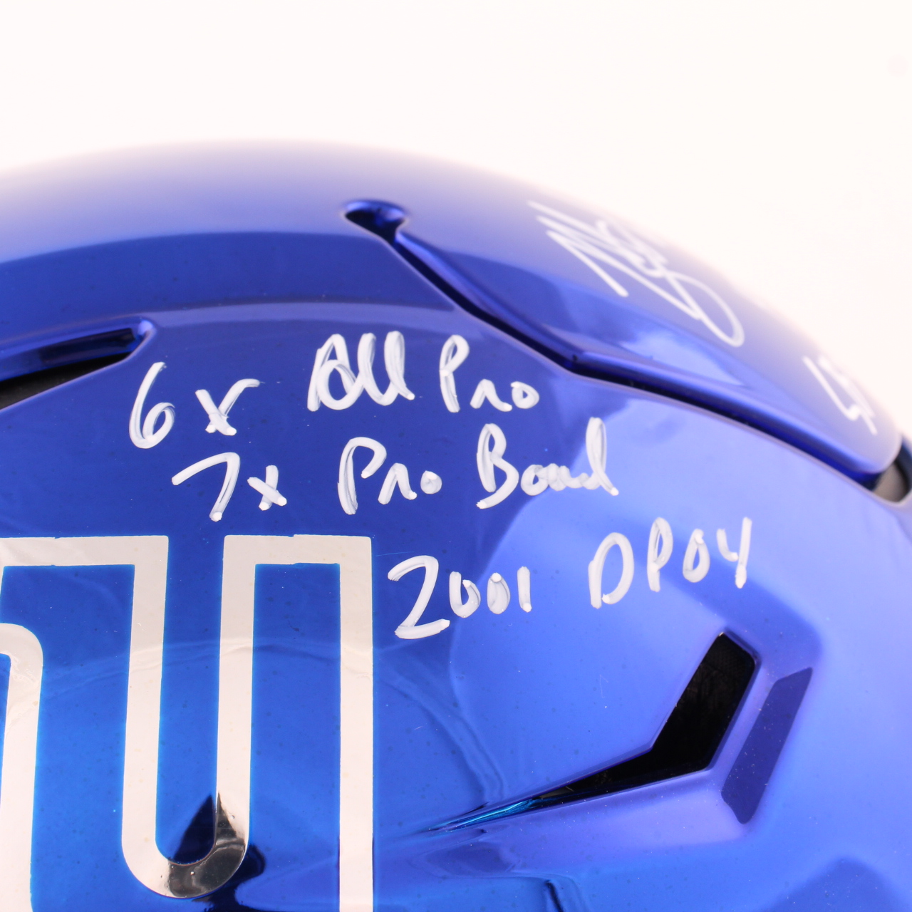 Michael Strahan Signed Giants Full-Size Authentic On-Field Chrome Alternate SpeedFlex Helmet with Custom Visor With Multiple Inscriptions (Beckett) at PristineAuction.com Michael Strahan Signed Giants Full-Size Authentic On-Field Chrome Alternate SpeedFlex Helmet with Custom Visor With Multiple Inscriptions (Beckett) at PristineAuction.com
