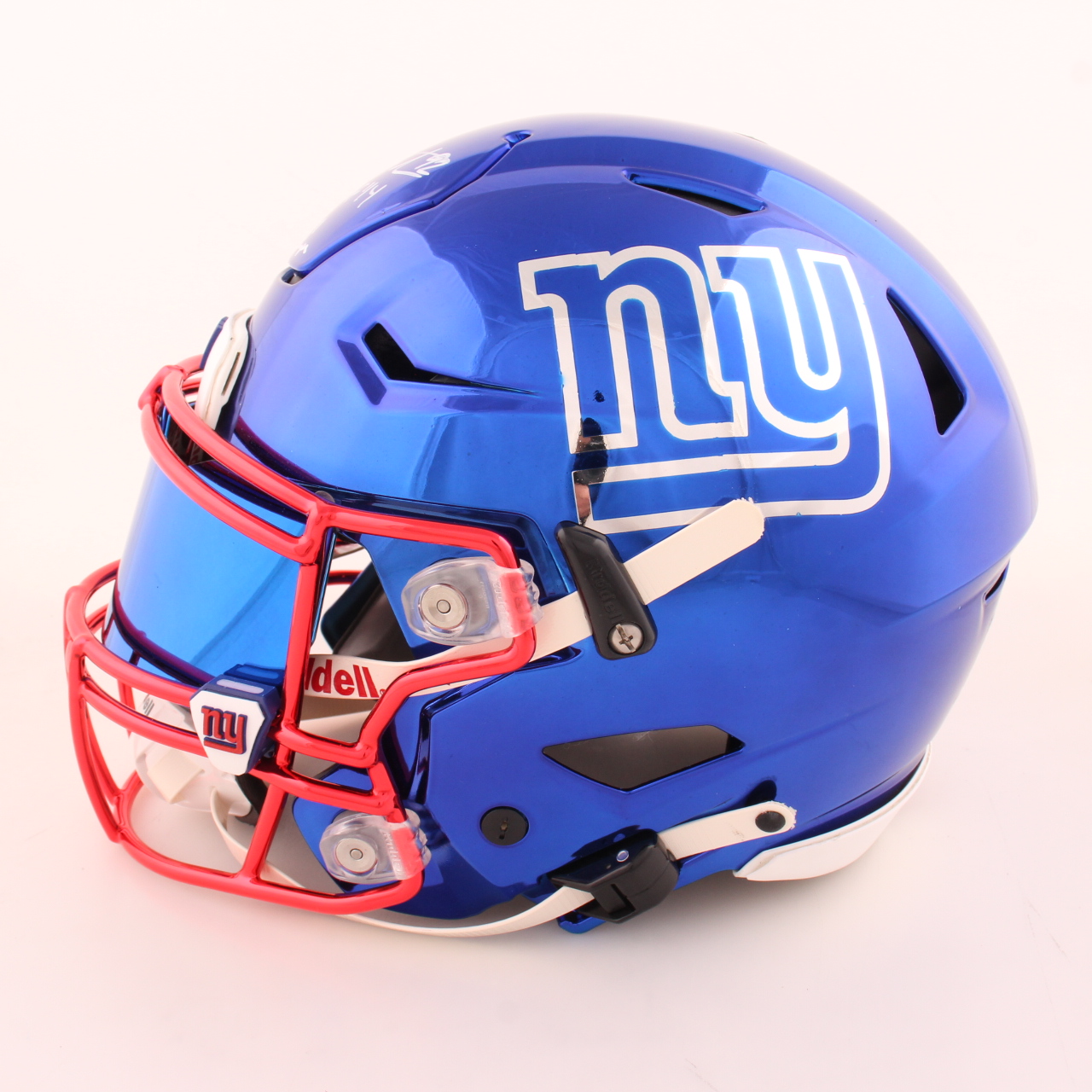 Michael Strahan Signed Giants Full-Size Authentic On-Field Chrome Alternate SpeedFlex Helmet with Custom Visor With Multiple Inscriptions (Beckett) at PristineAuction.com Michael Strahan Signed Giants Full-Size Authentic On-Field Chrome Alternate SpeedFlex Helmet with Custom Visor With Multiple Inscriptions (Beckett) at PristineAuction.com