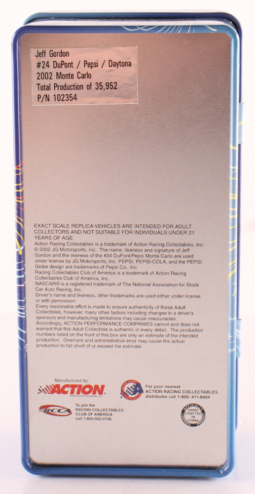 Jeff Gordon LE 2002 NASCAR #24 DuPont Pepsi Daytona Monte Carlo - 1:64 Diecast Car at PristineAuction.com Jeff Gordon LE 2002 NASCAR #24 DuPont Pepsi Daytona Monte Carlo - 1:64 Diecast Car at PristineAuction.com