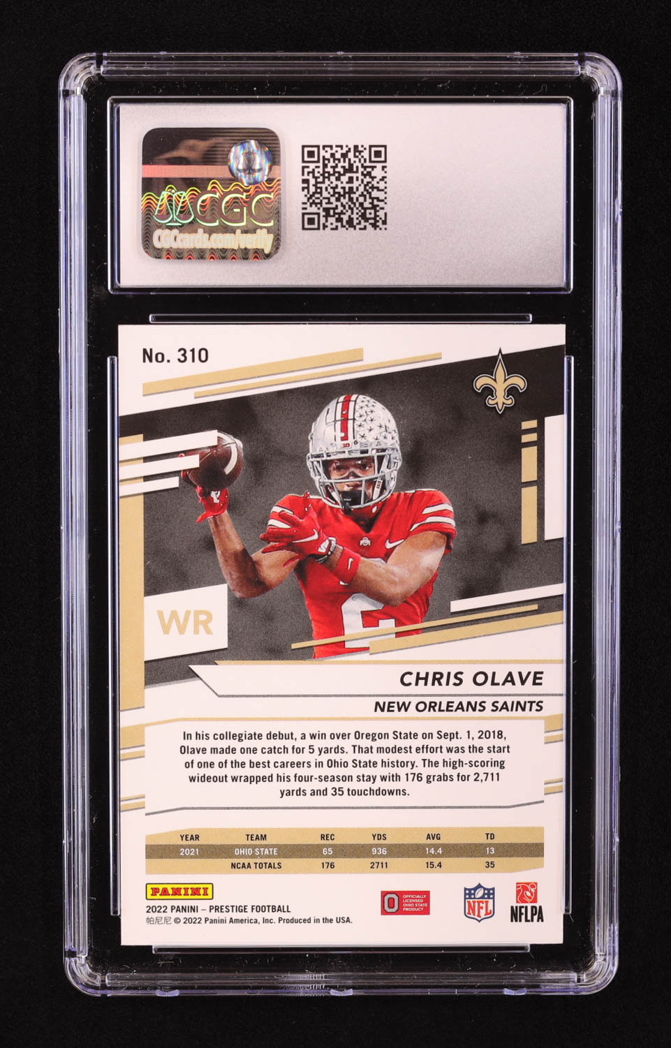 Chris Olave 2022 Prestige #310 RC (CGC 9) at PristineAuction.com Chris Olave 2022 Prestige #310 RC (CGC 9) at PristineAuction.com