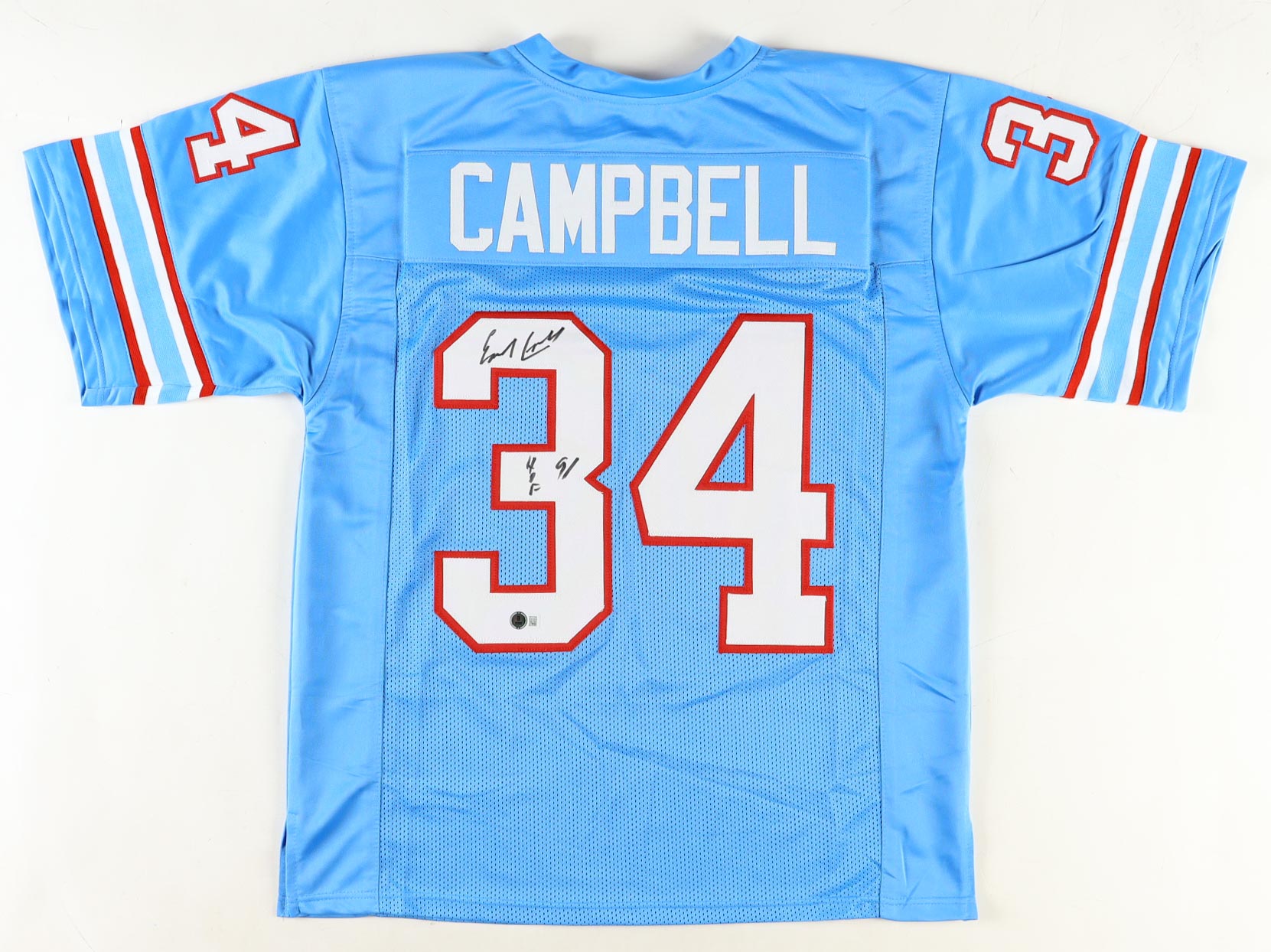 Earl Campbell Signed Jersey Inscribed "HOF 91" (Beckett) at PristineAuction.com Earl Campbell Signed Jersey Inscribed "HOF 91" (Beckett) at PristineAuction.com