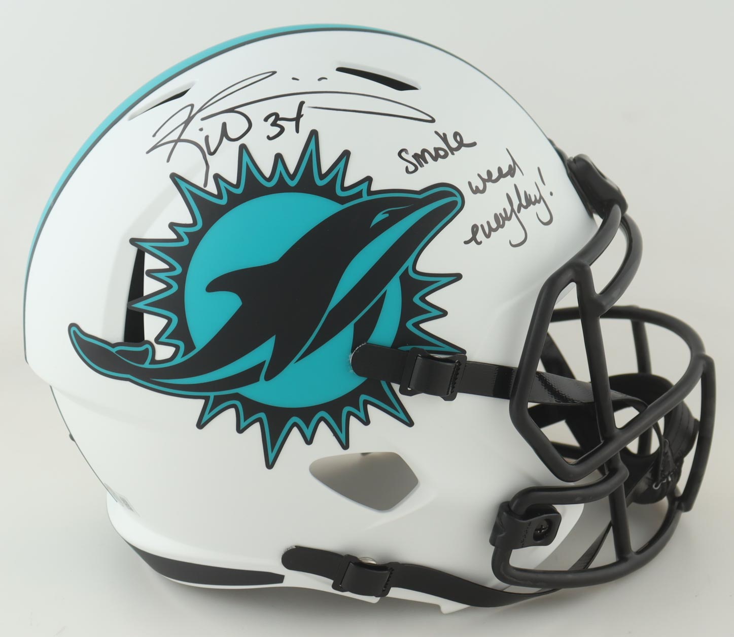 Ricky Williams Signed Dolphins Full-Size Lunar Eclipse Alternate Speed Helmet Inscribed "Smoke Weed Everyday!" (Beckett) at PristineAuction.com Ricky Williams Signed Dolphins Full-Size Lunar Eclipse Alternate Speed Helmet Inscribed "Smoke Weed Everyday!" (Beckett) at PristineAuction.com