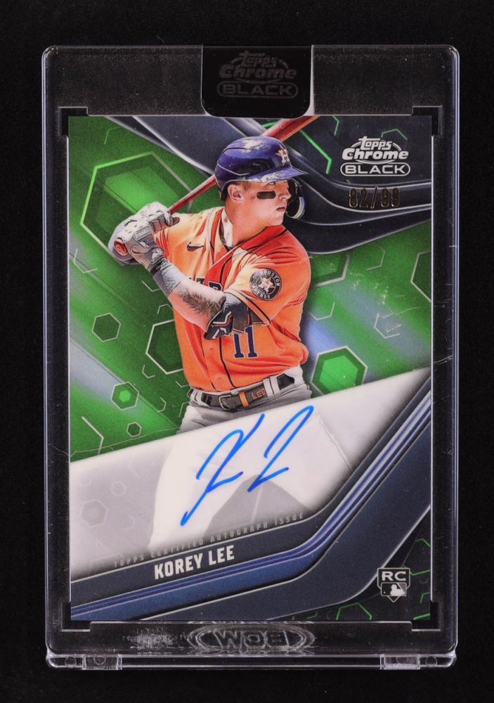 Korey Lee 2023 Topps Chrome Black Autographs Green Refractors #CBAKL #82/99 RC