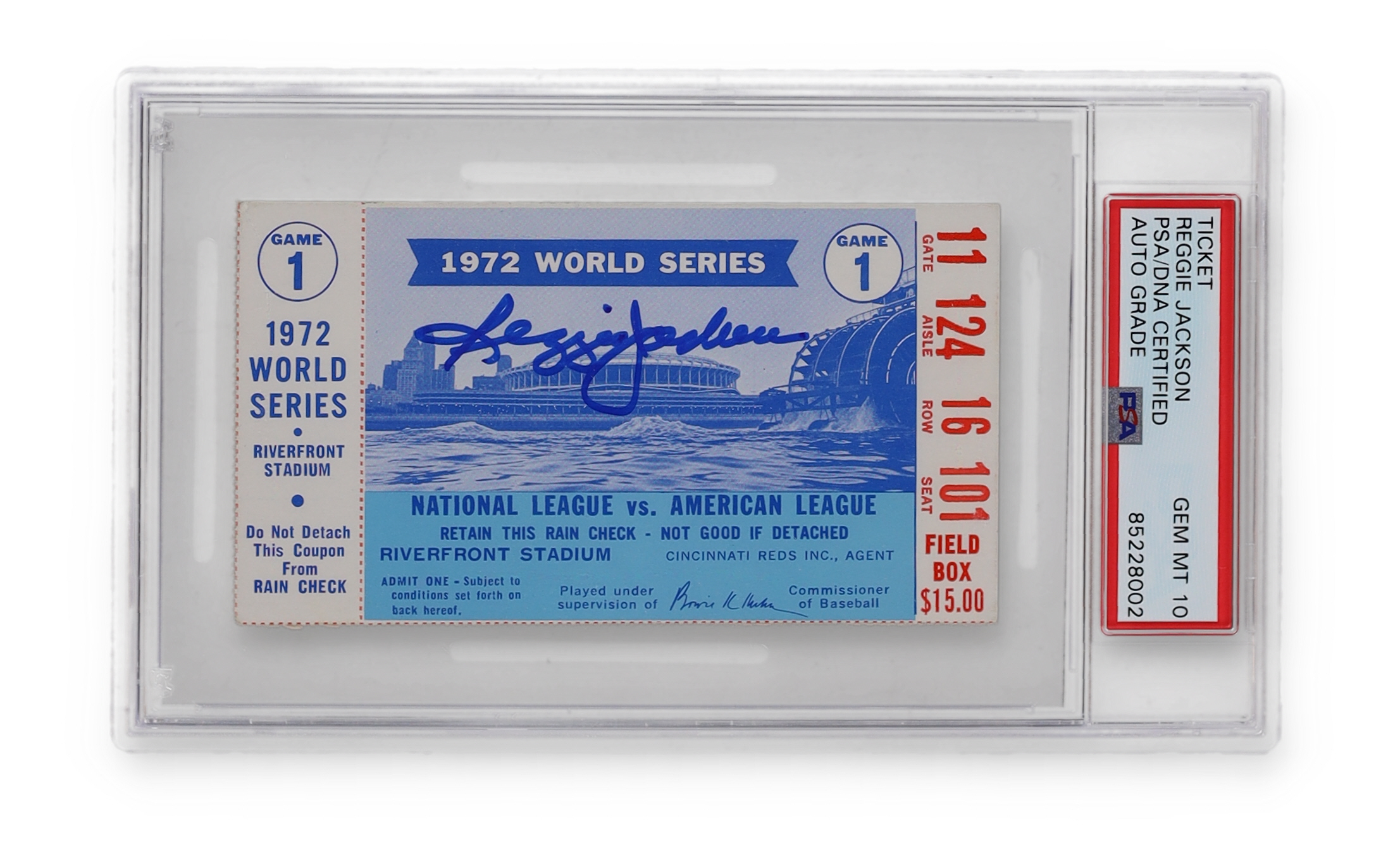 Reggie Jackson Signed 1972 Athletics World Series Game One Ticket (PSA | Auto Grade 10) at PristineAuction.com Reggie Jackson Signed 1972 Athletics World Series Game One Ticket (PSA | Auto Grade 10) at PristineAuction.com